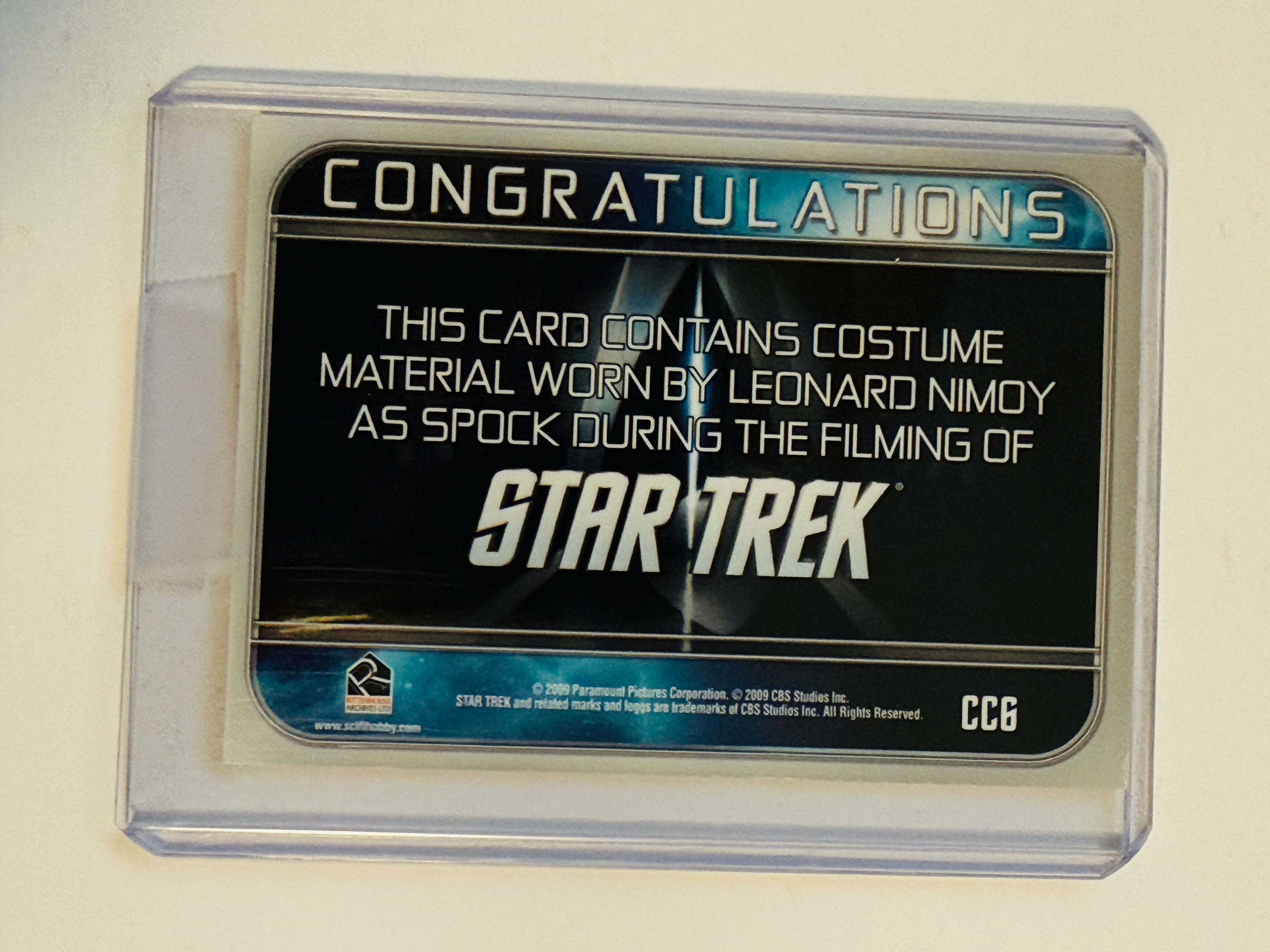 Star Trek rare Spock Leonard Nimoy memorabilia insert card autograph by Nimoy with COA