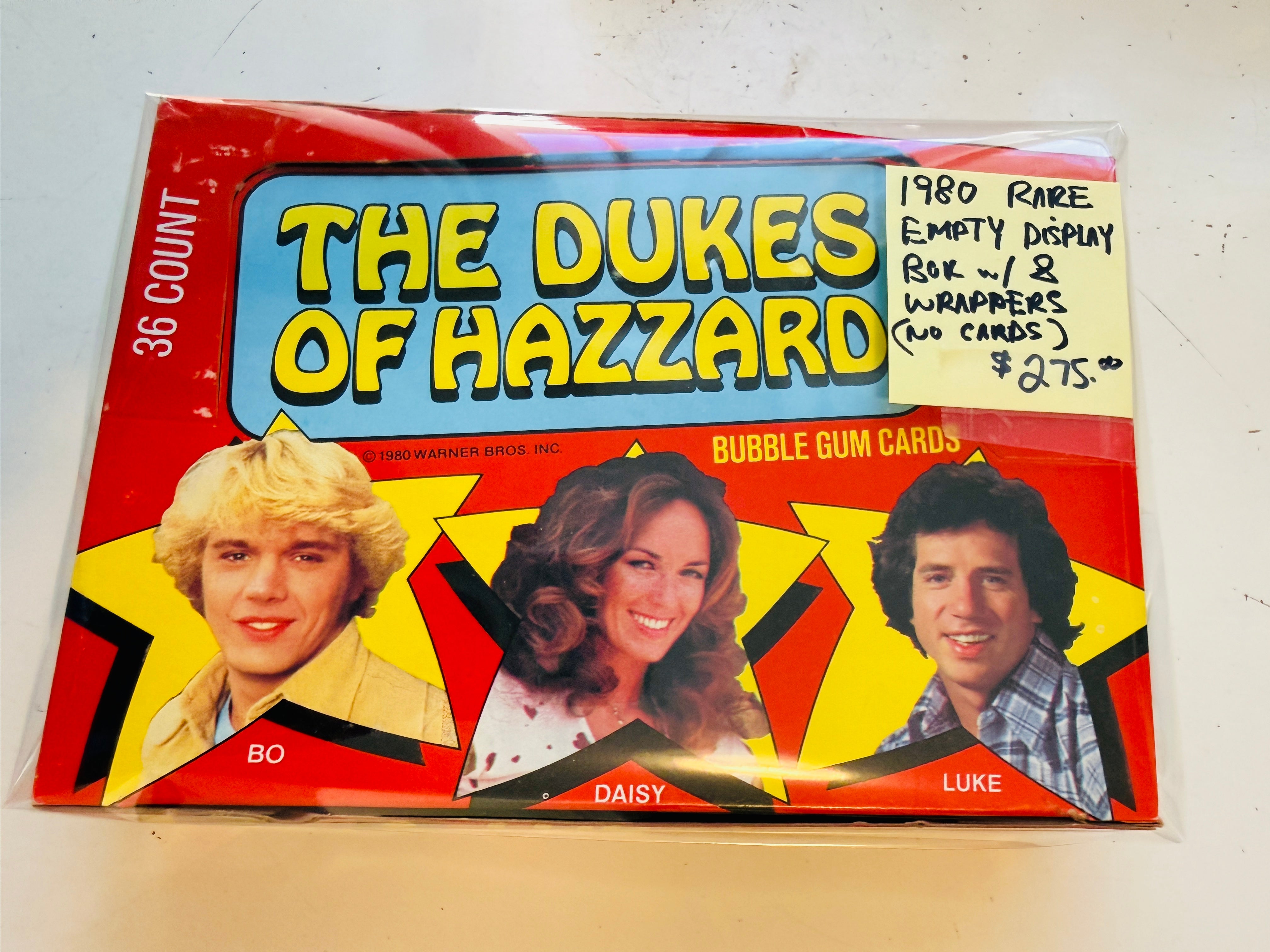 Dukes of Hazzard TV show rare empty display box with 8 wrappers 1980