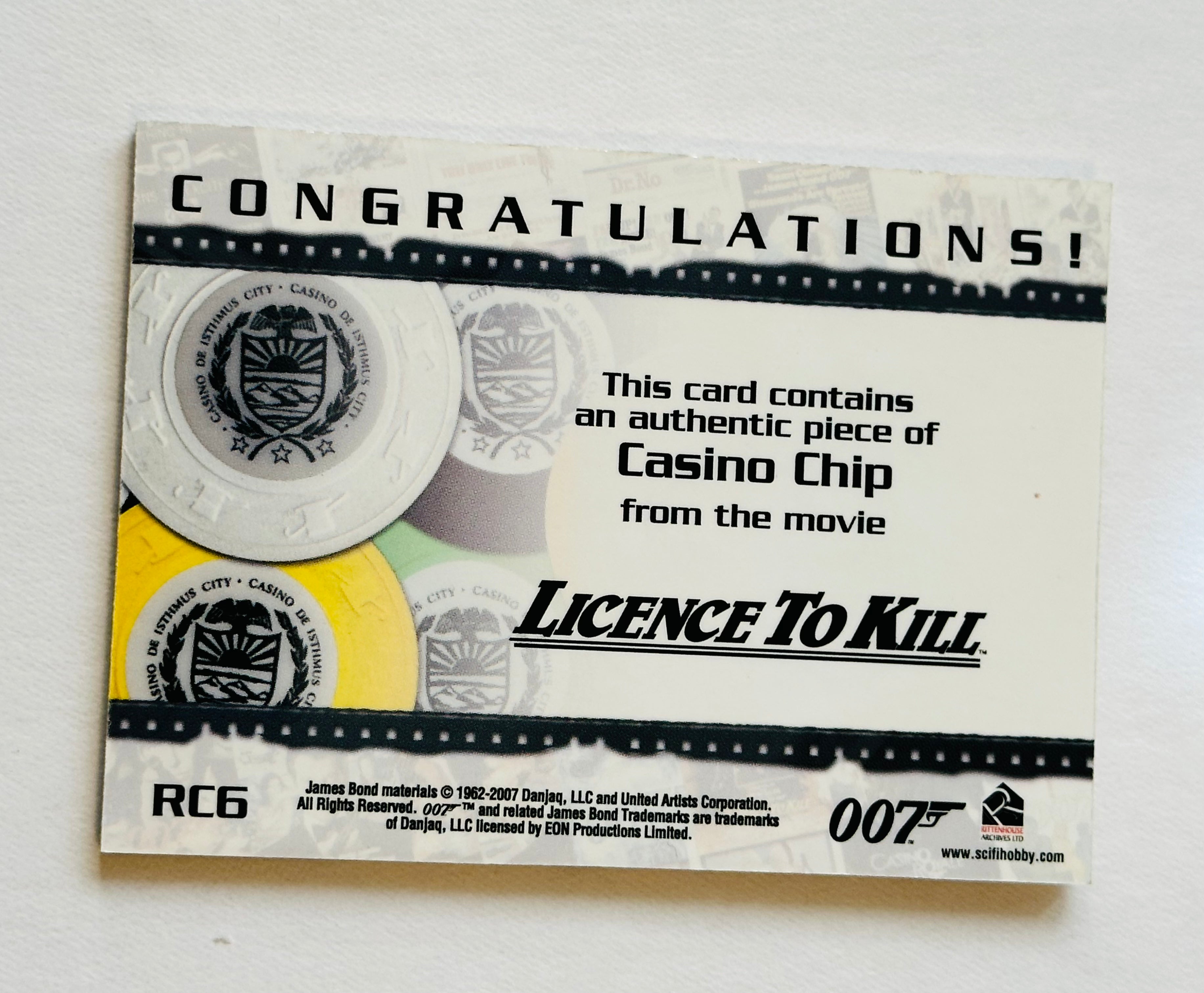 James Bond movies rare original Casino chip insert card