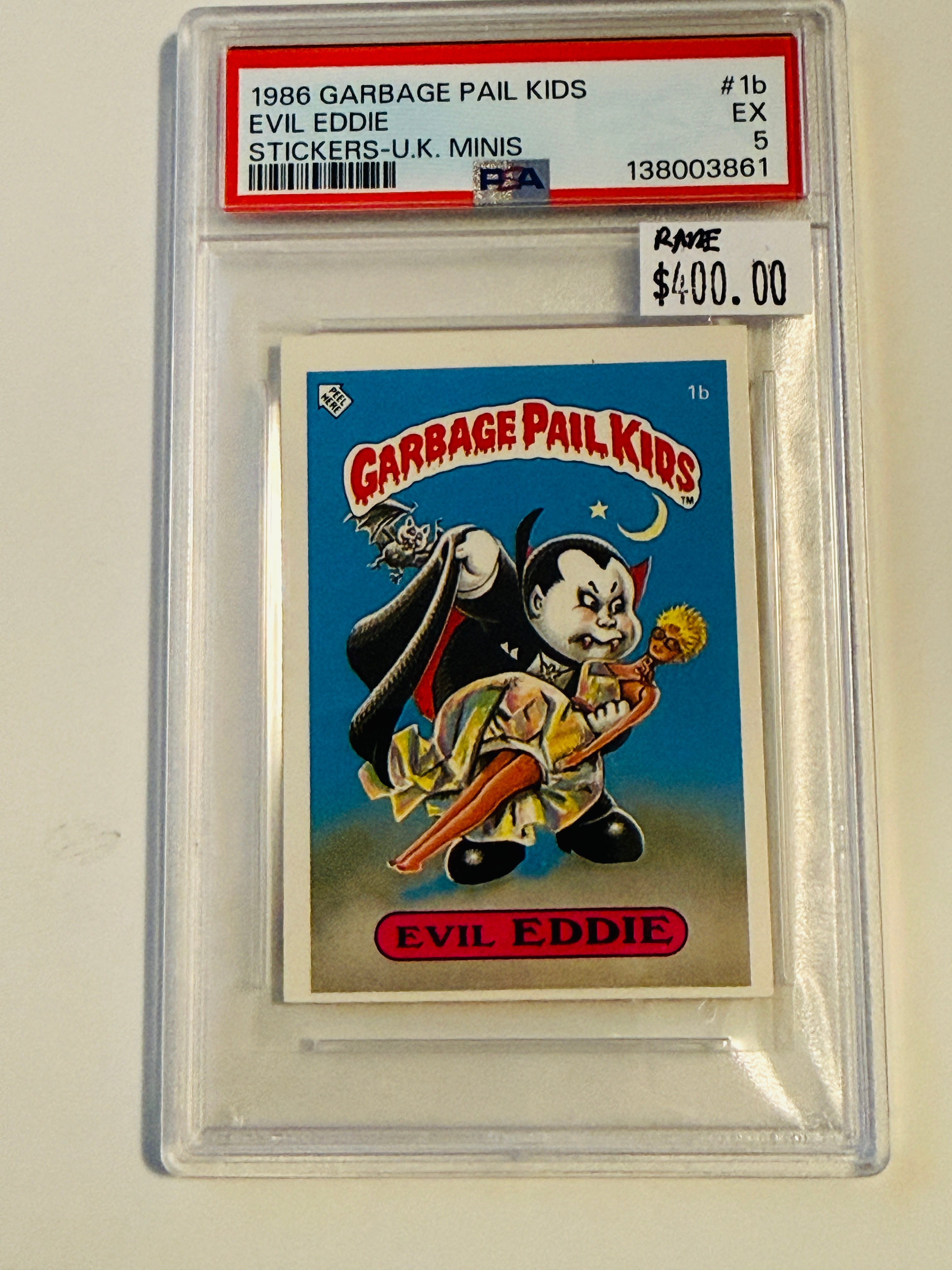 Garbage Pail Kids Evil Eddie vintage PSA graded UK sticker card 1986