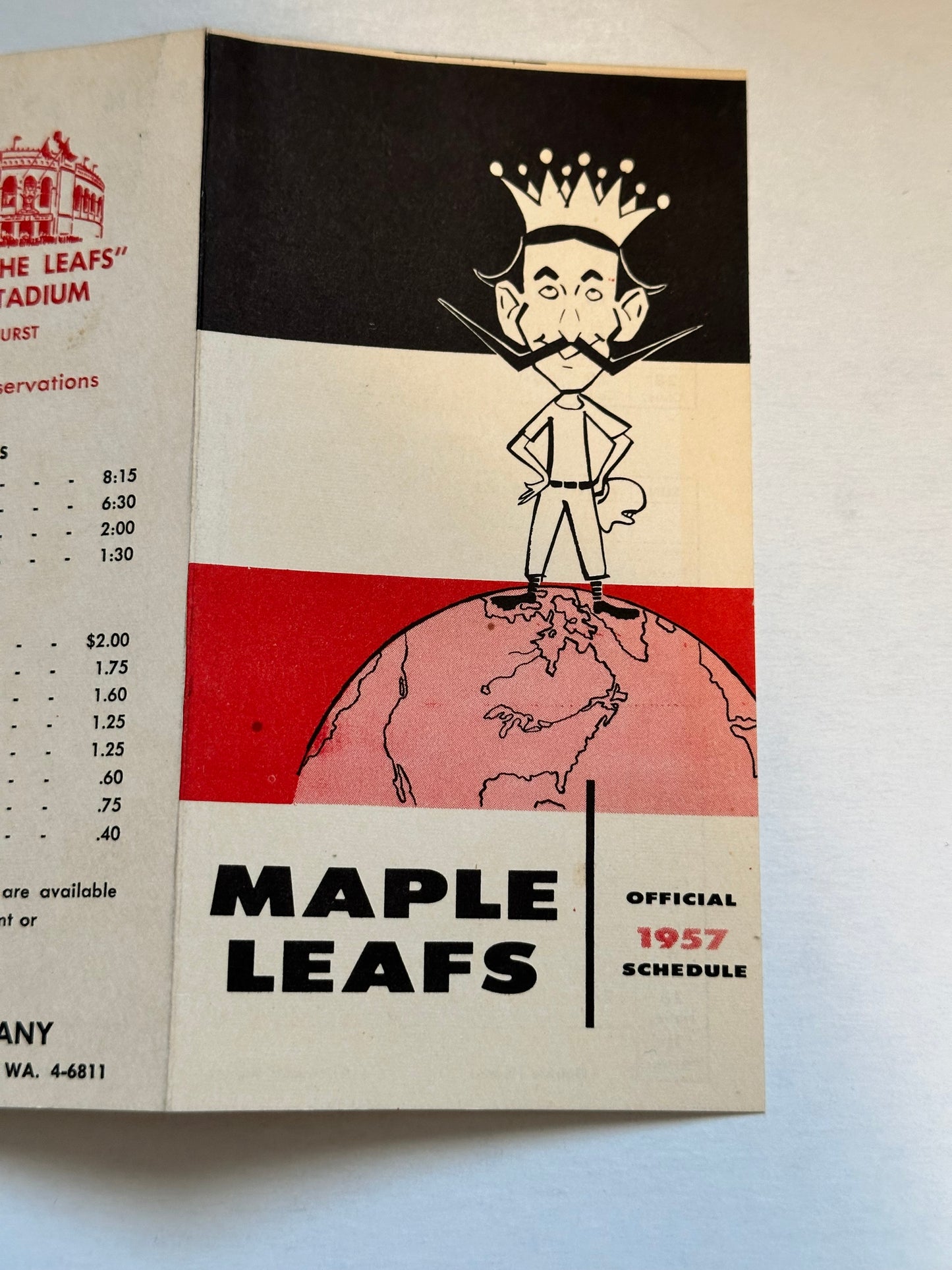 Toronto Maple Leafs baseball rare schedule 1957