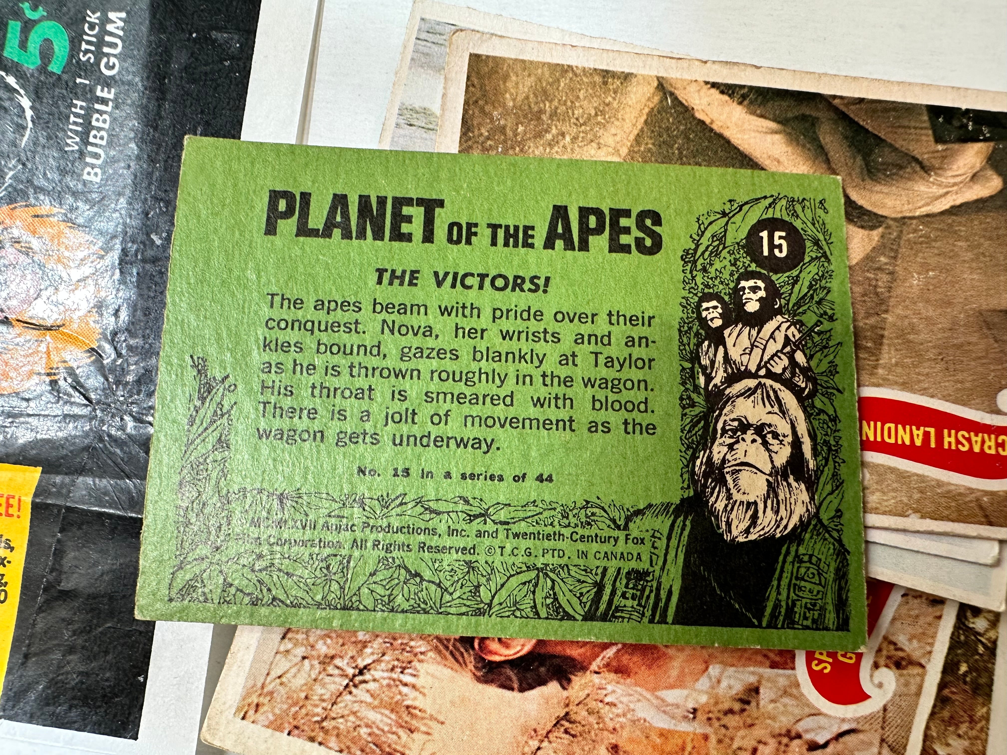 1968 Opc rare Canadian version Planet of the Apes movie opc movie cards set with wrapper