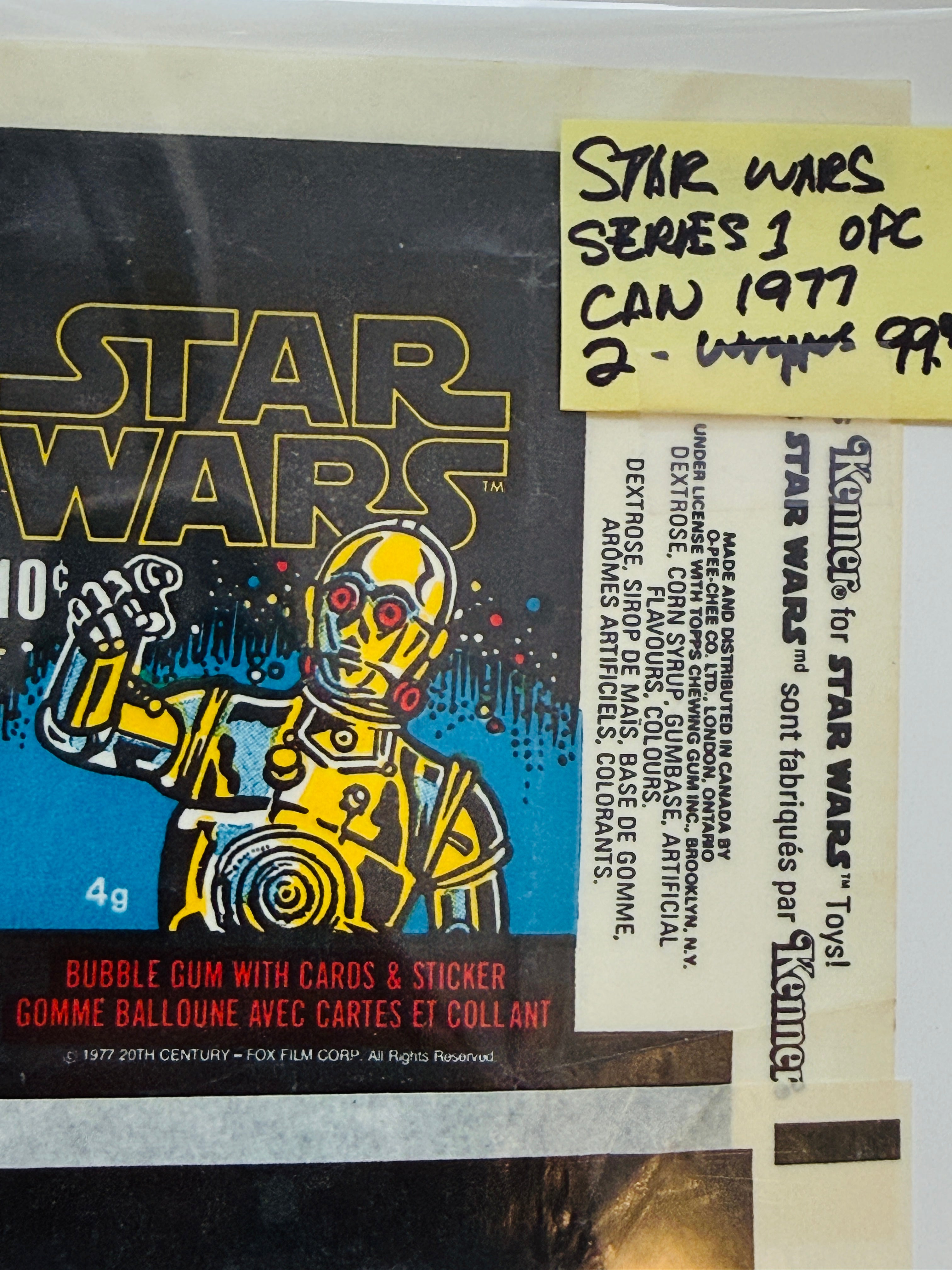 Star Wars Opc Canadian rarer version two wrappers series 1 from 1977