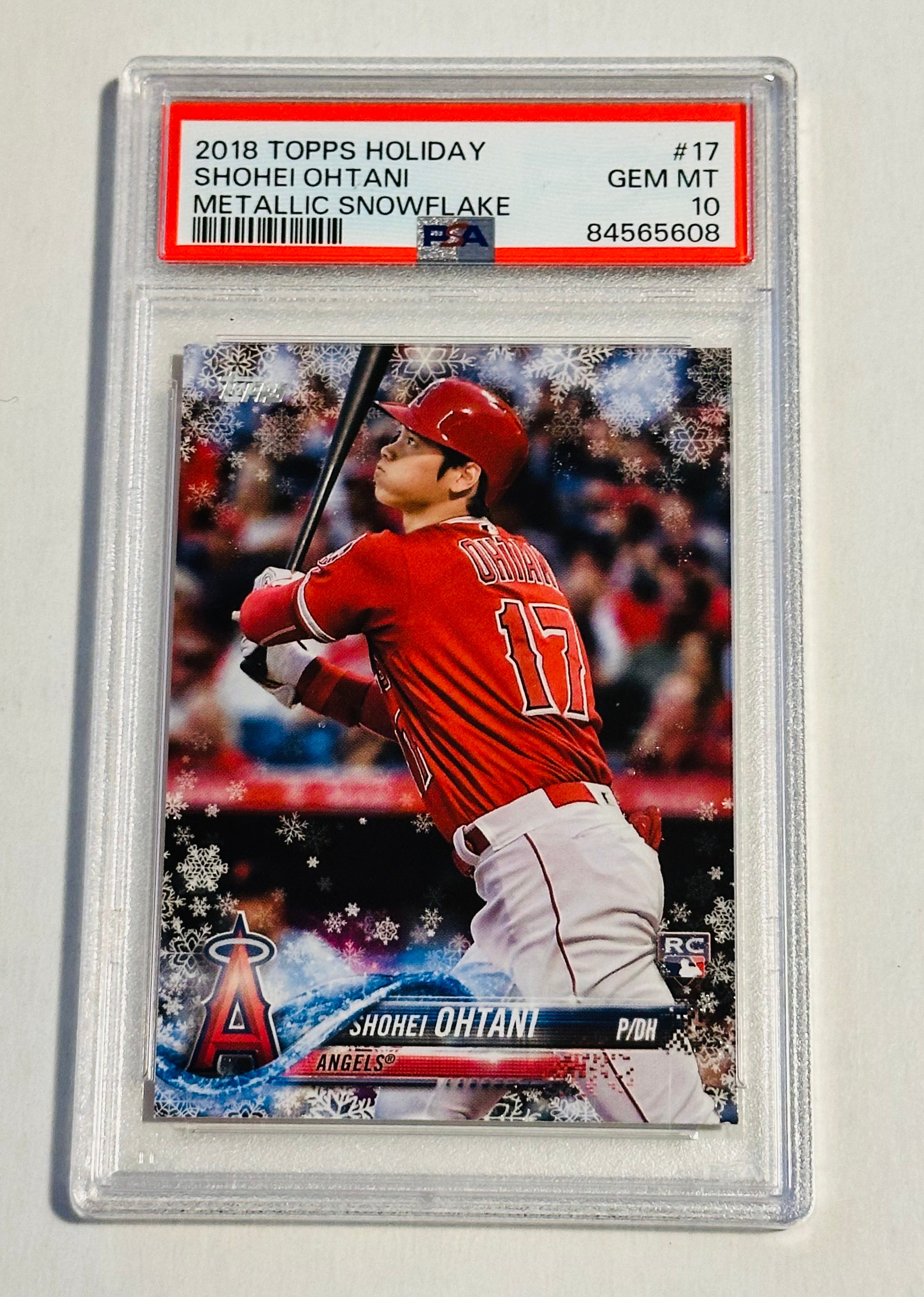 Shohei Ohtani Topps holiday metallic snowflake rookie baseball card PSA 10 , 2018