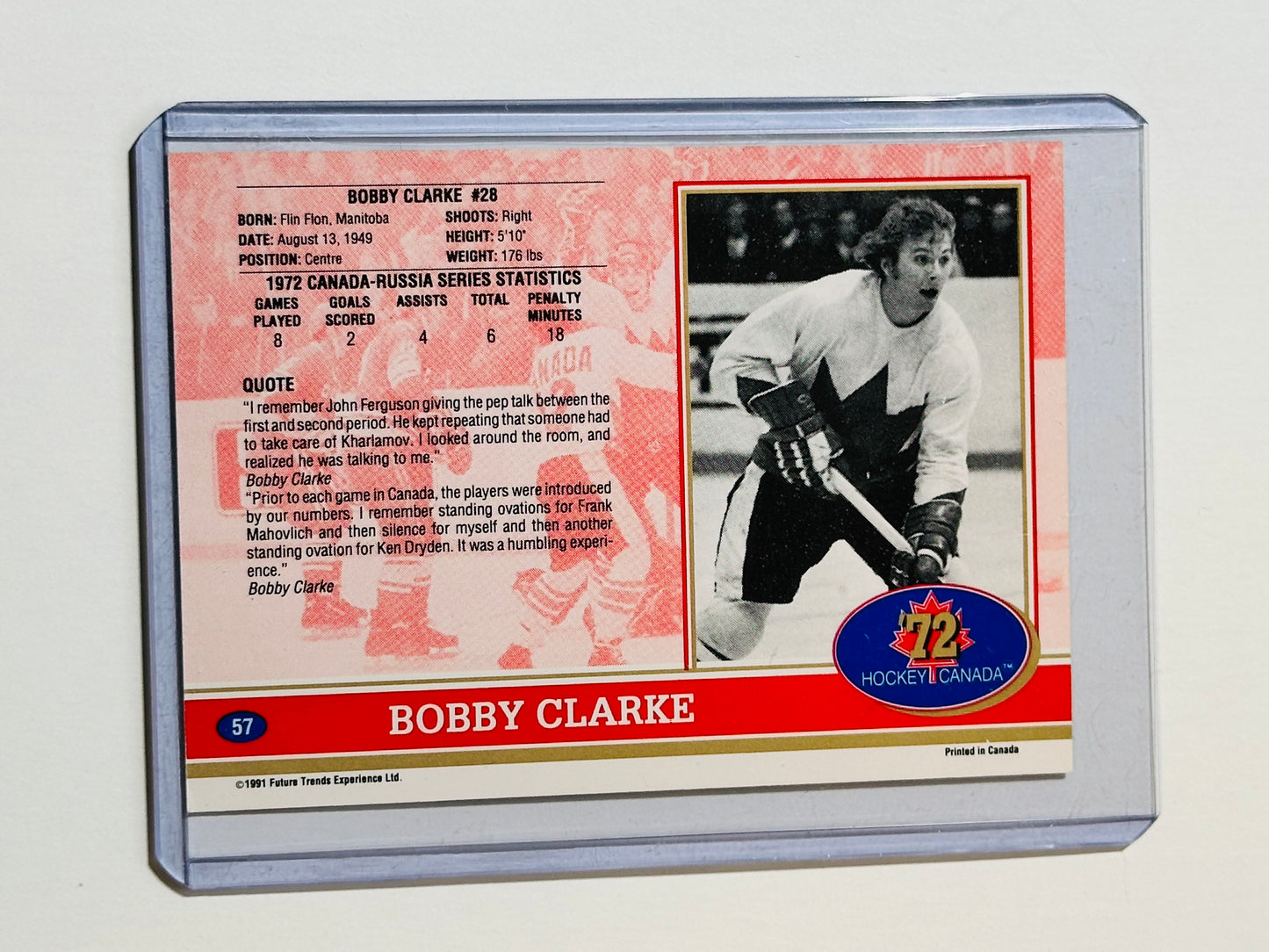 Bobby Clarke team Canada autograph card with COA