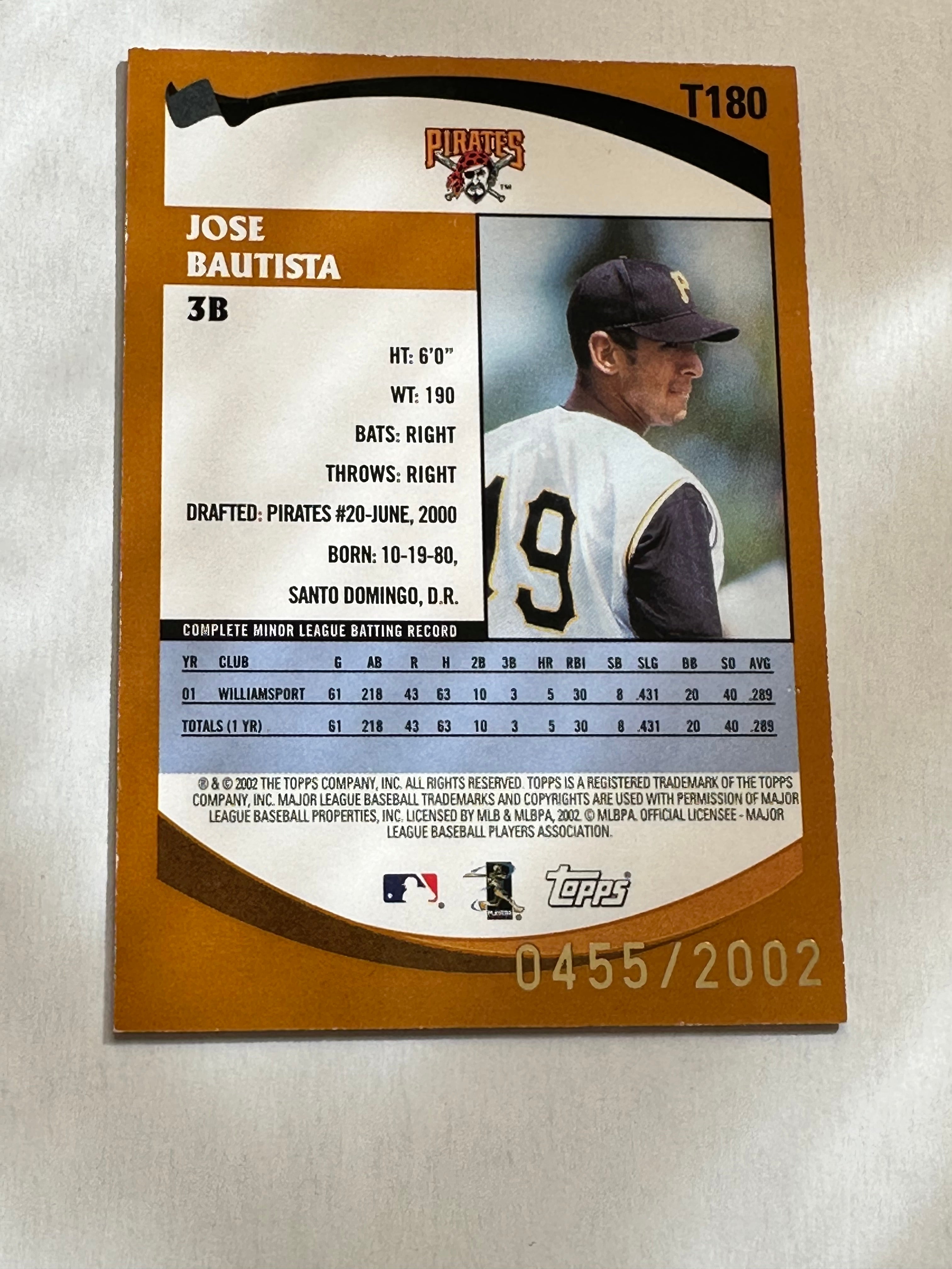 Jose Bautista prospects numbered Topps high grade condition rookie