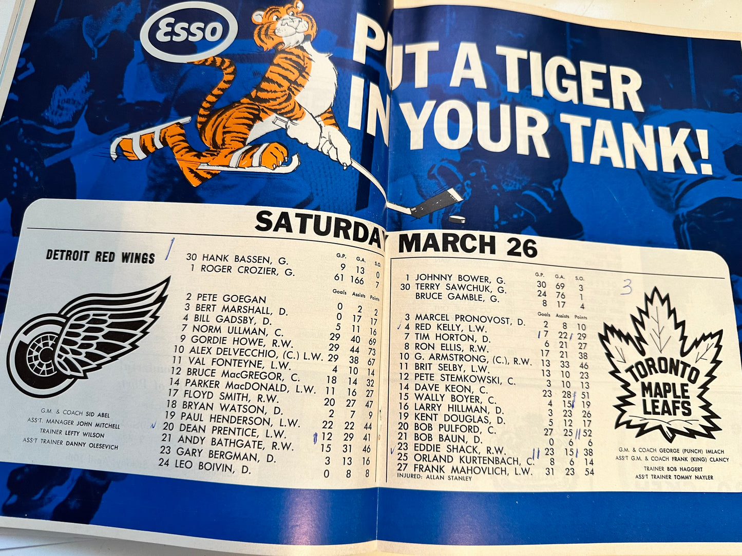 Toronto Maple Leaf Gardens hockey game program March 26, 1966