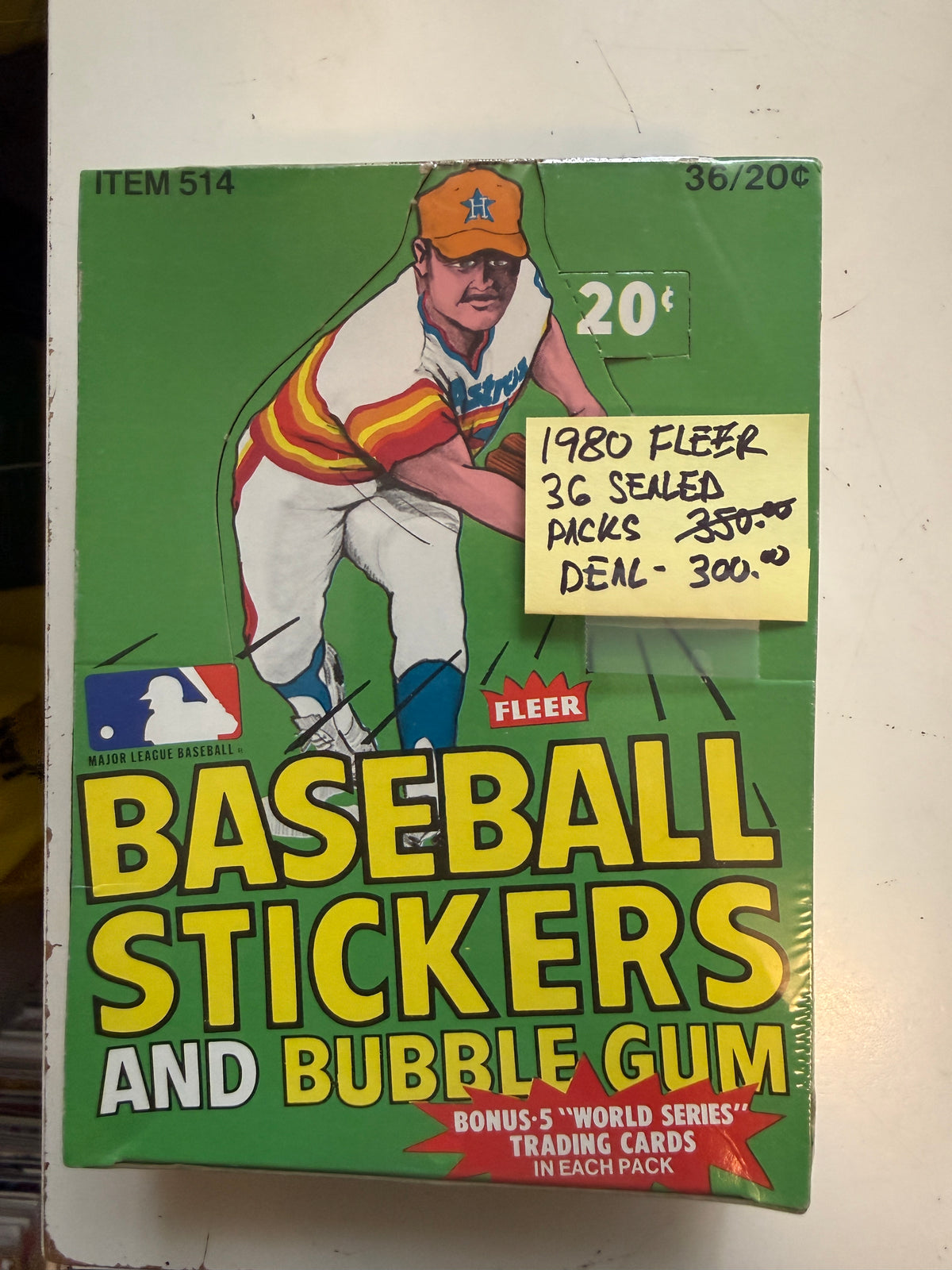 Baseball stickers, 36 sealed packs, Box 1980