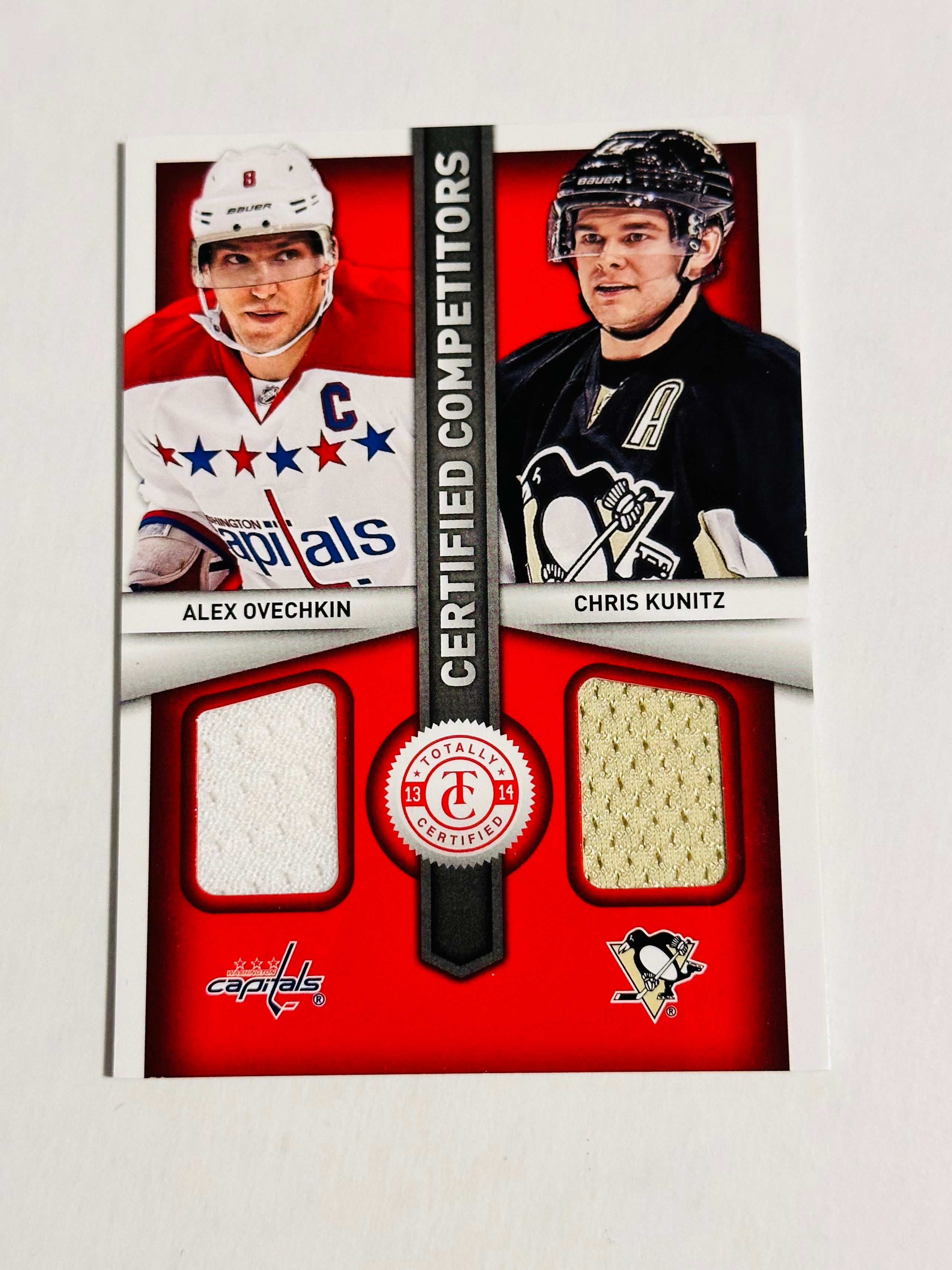 Alexander Ovechkin and Chris Kunitz hockey memorabilia insert card 2013-2014