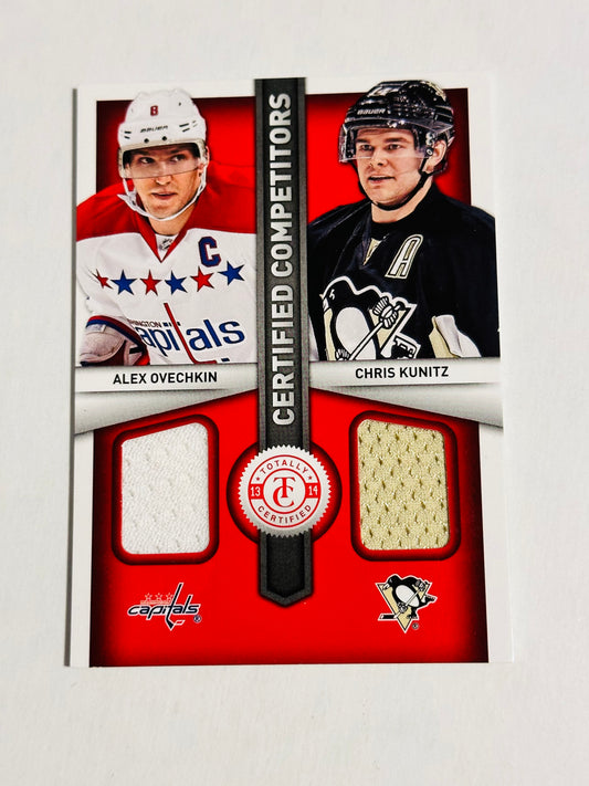 Alexander Ovechkin and Chris Kunitz hockey memorabilia insert card 2013-2014