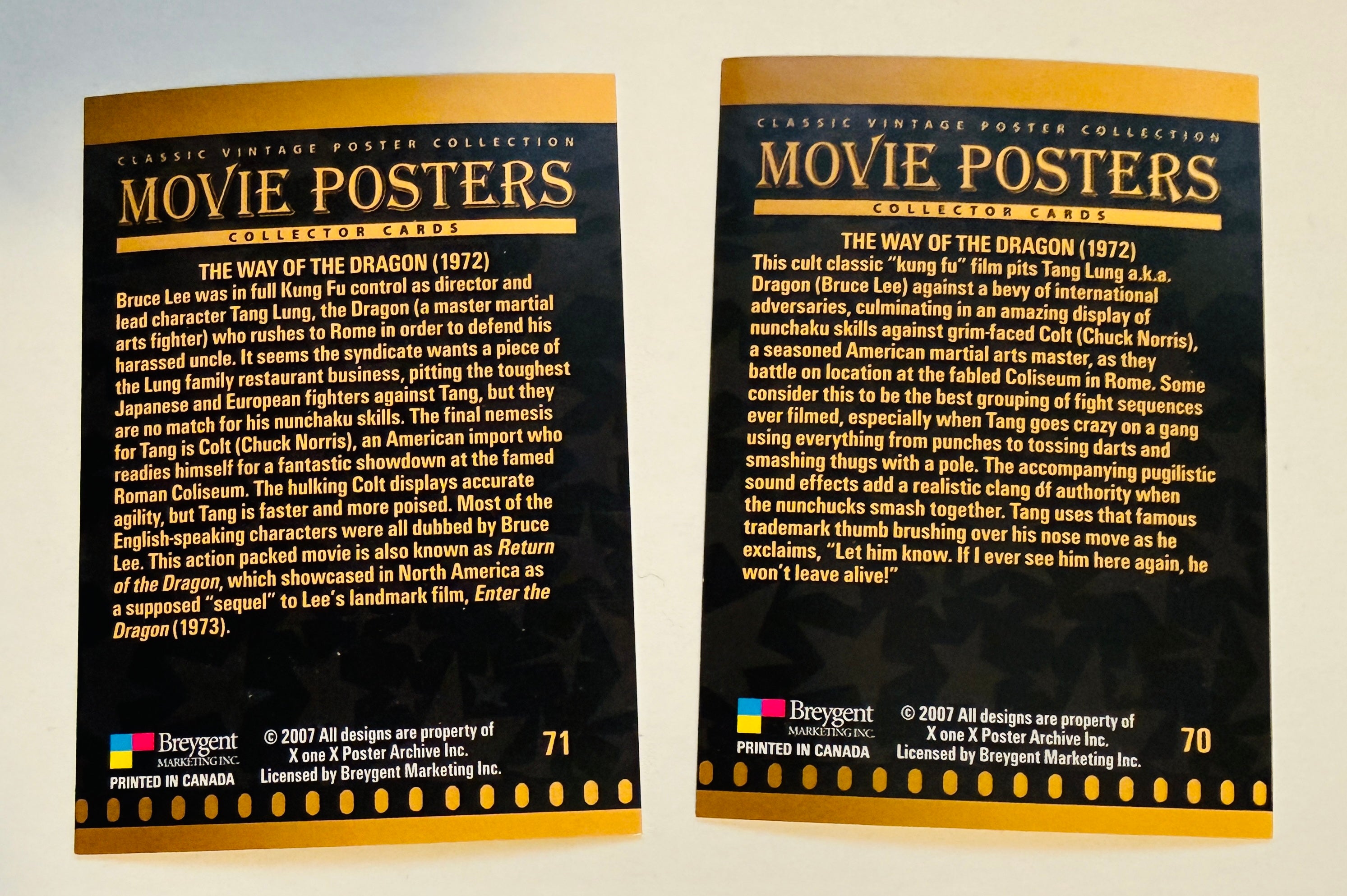 Bruce Lee two rare vintage promo cards