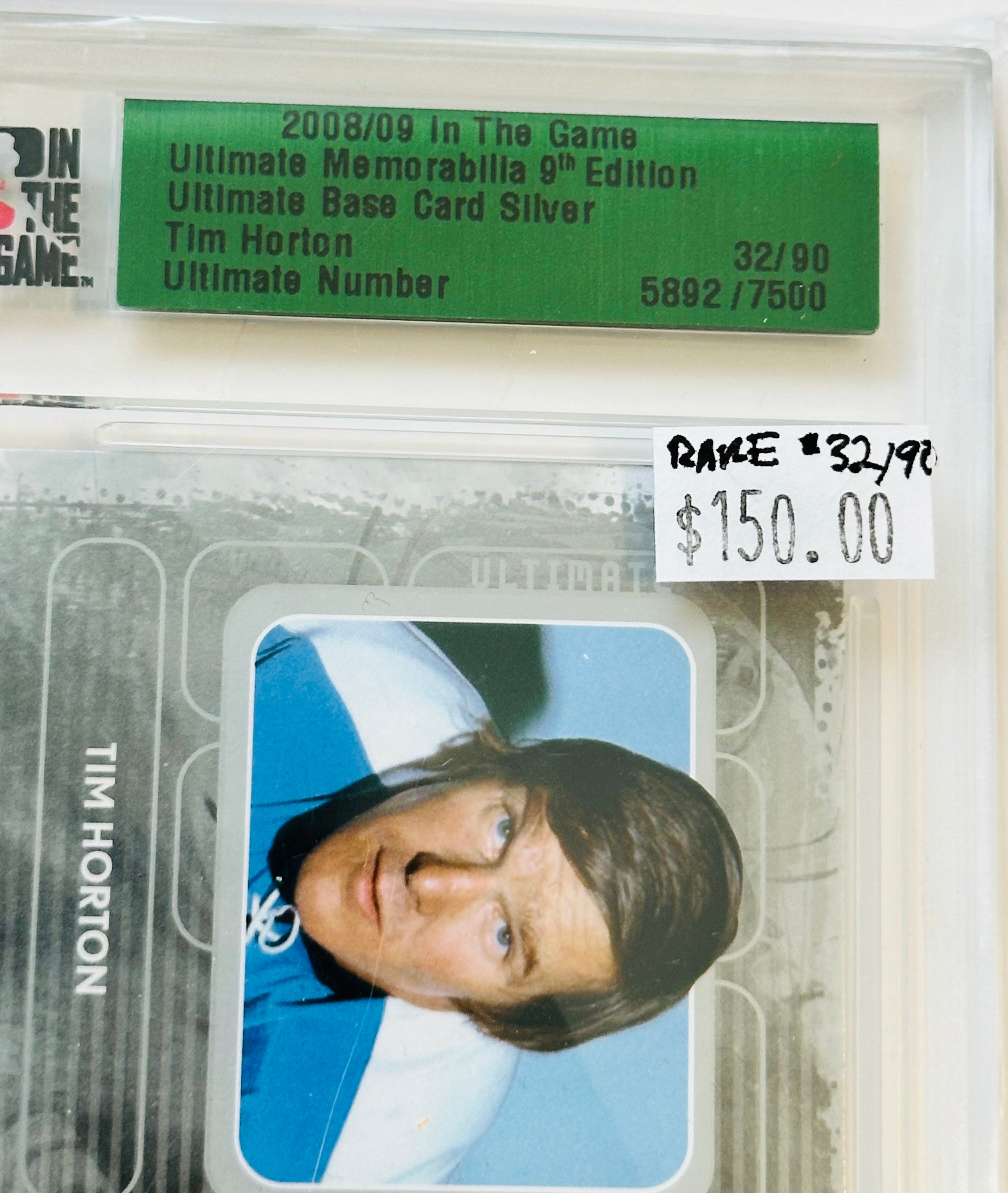 Tim Horton rare in the game ultimate memorabilia patch insert card 2008-09