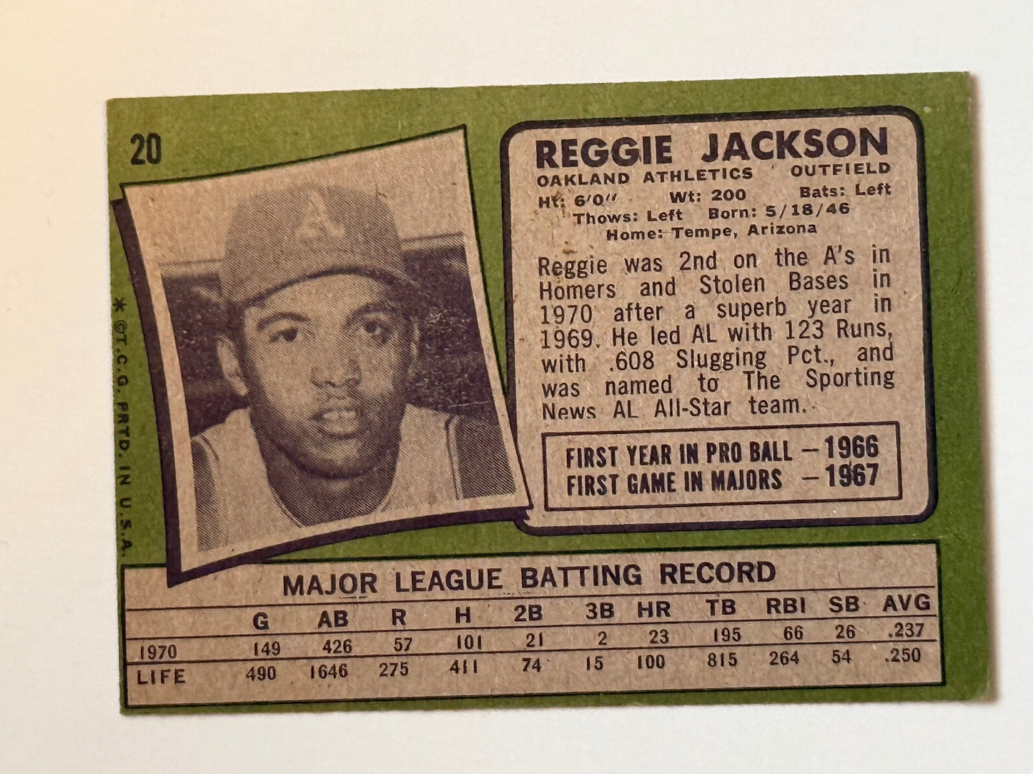 1971 Topps Reggie Jackson ex condition baseball card