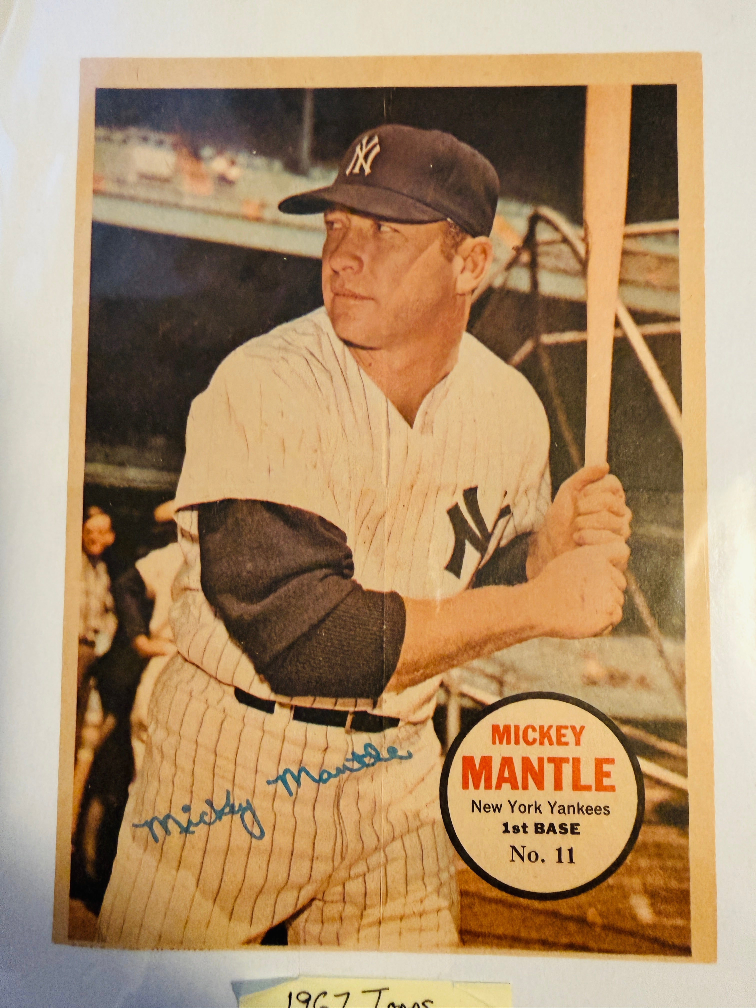 Mickey Mantle Topps rare 5x7 poster baseball insert 1967