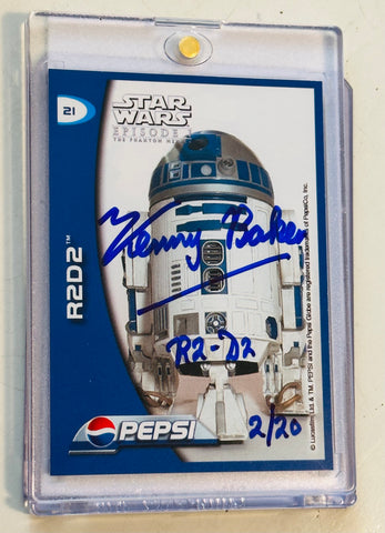 Star Wars R2D2 Kenny Baker numbered signed card 2/20 w/COA