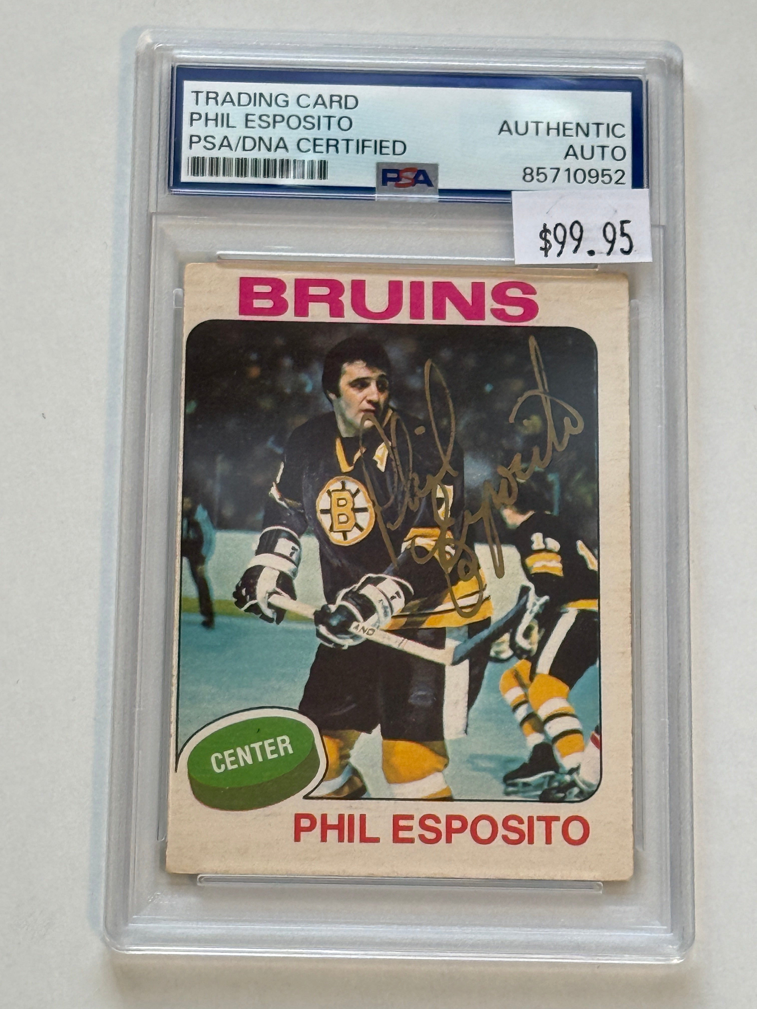 Phil Esposito Boston Bruins hockey legend autographed card certified by PSA