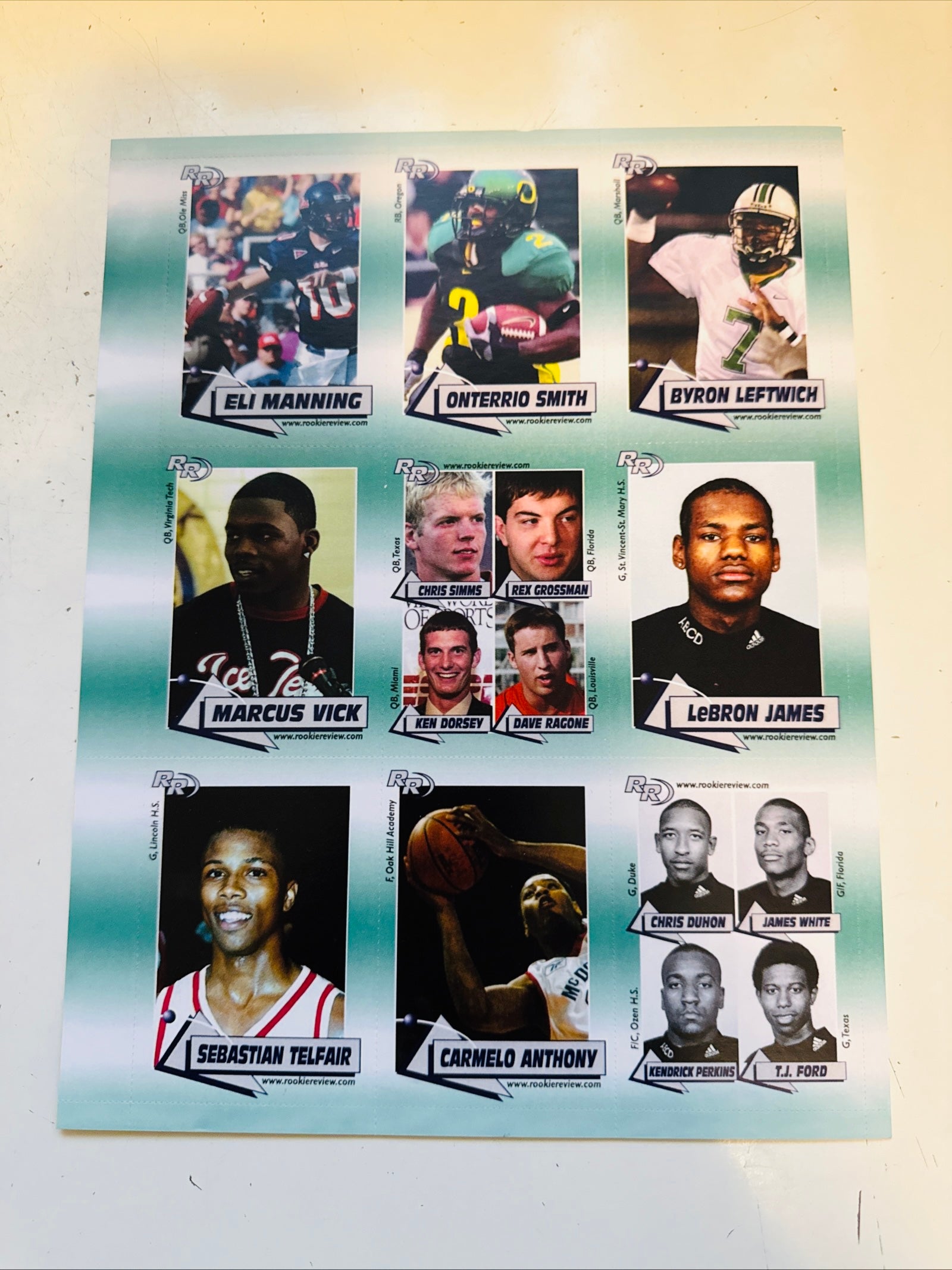 LeBron James rare rookie basketball Uncut Cards Sheet 1992