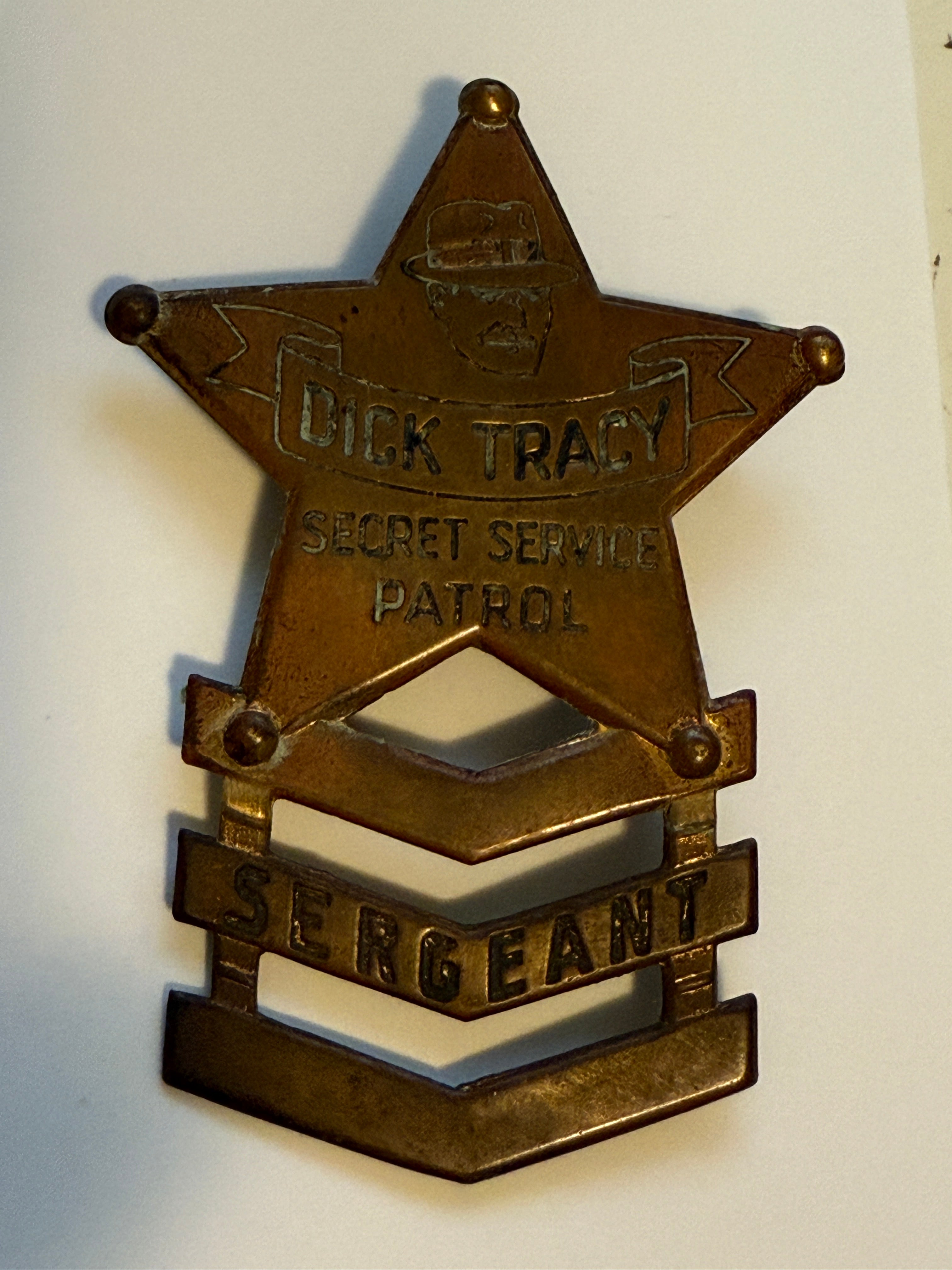 Dick Tracy secret service patrol rare Quaker Oats metal badge 1938