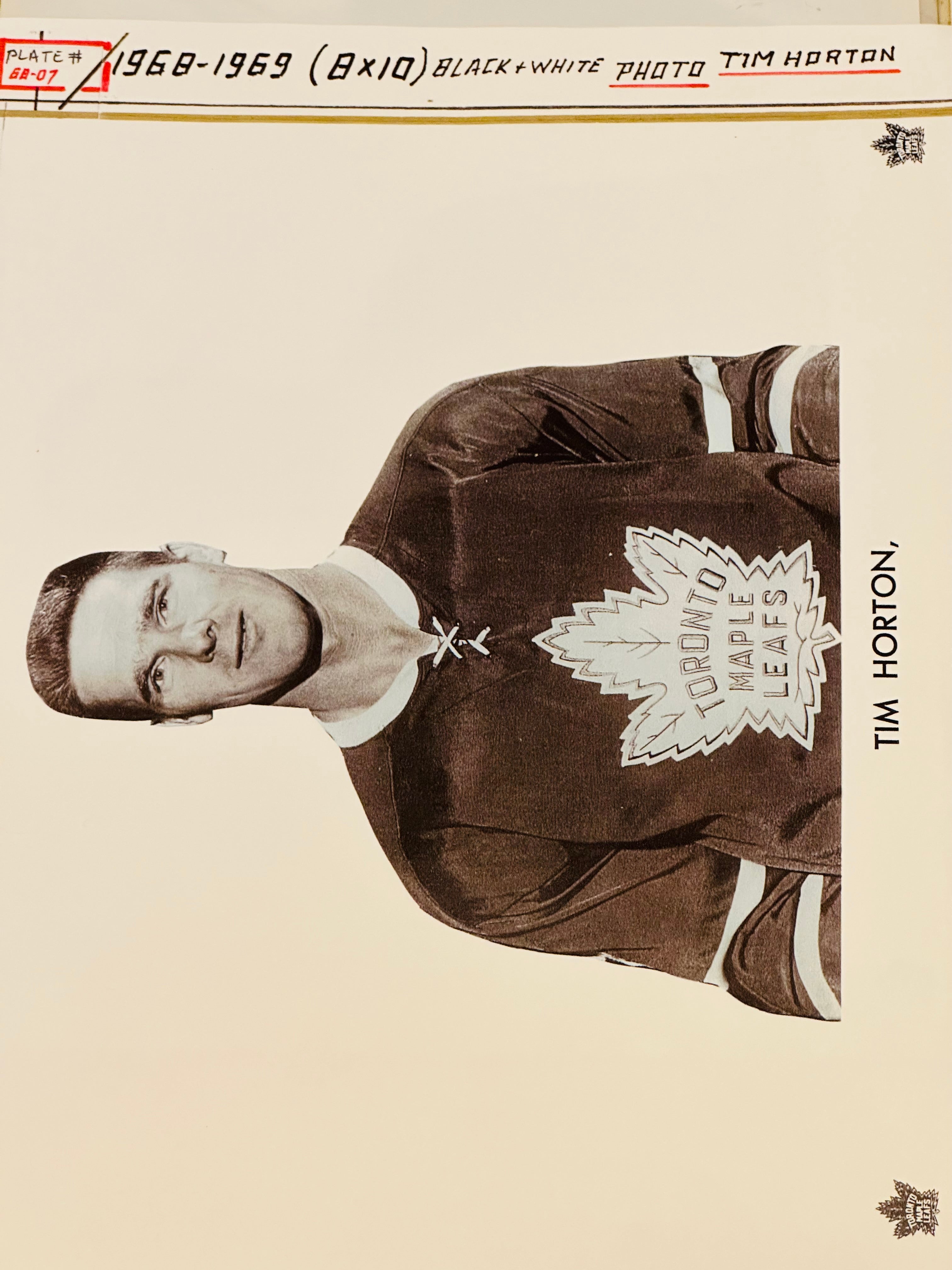 Tim Horton Leafs Legend rare original press photo 1968-69