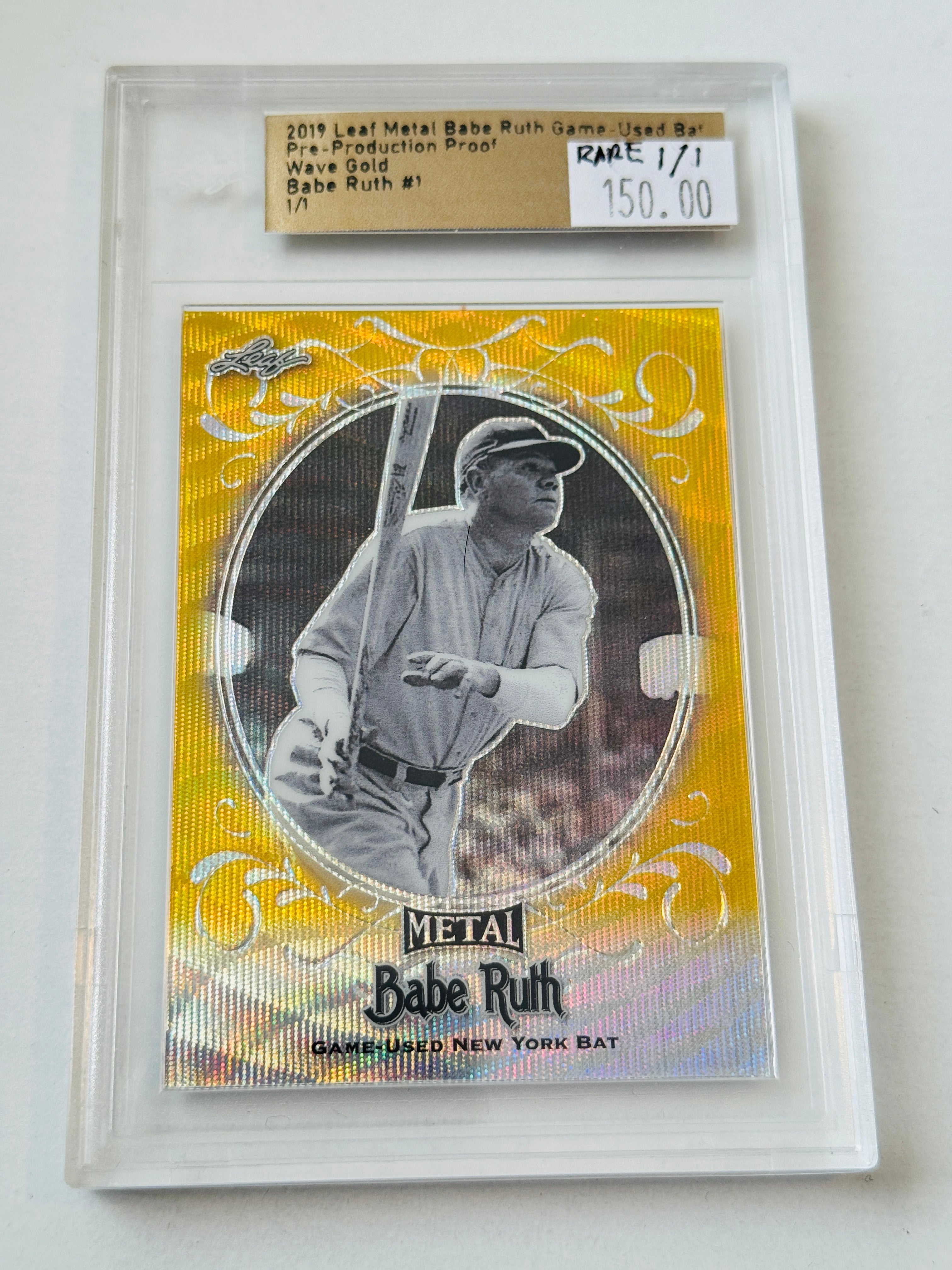 Babe Ruth leaf metal baseball pre production proof card 1/1 rare issue  2019