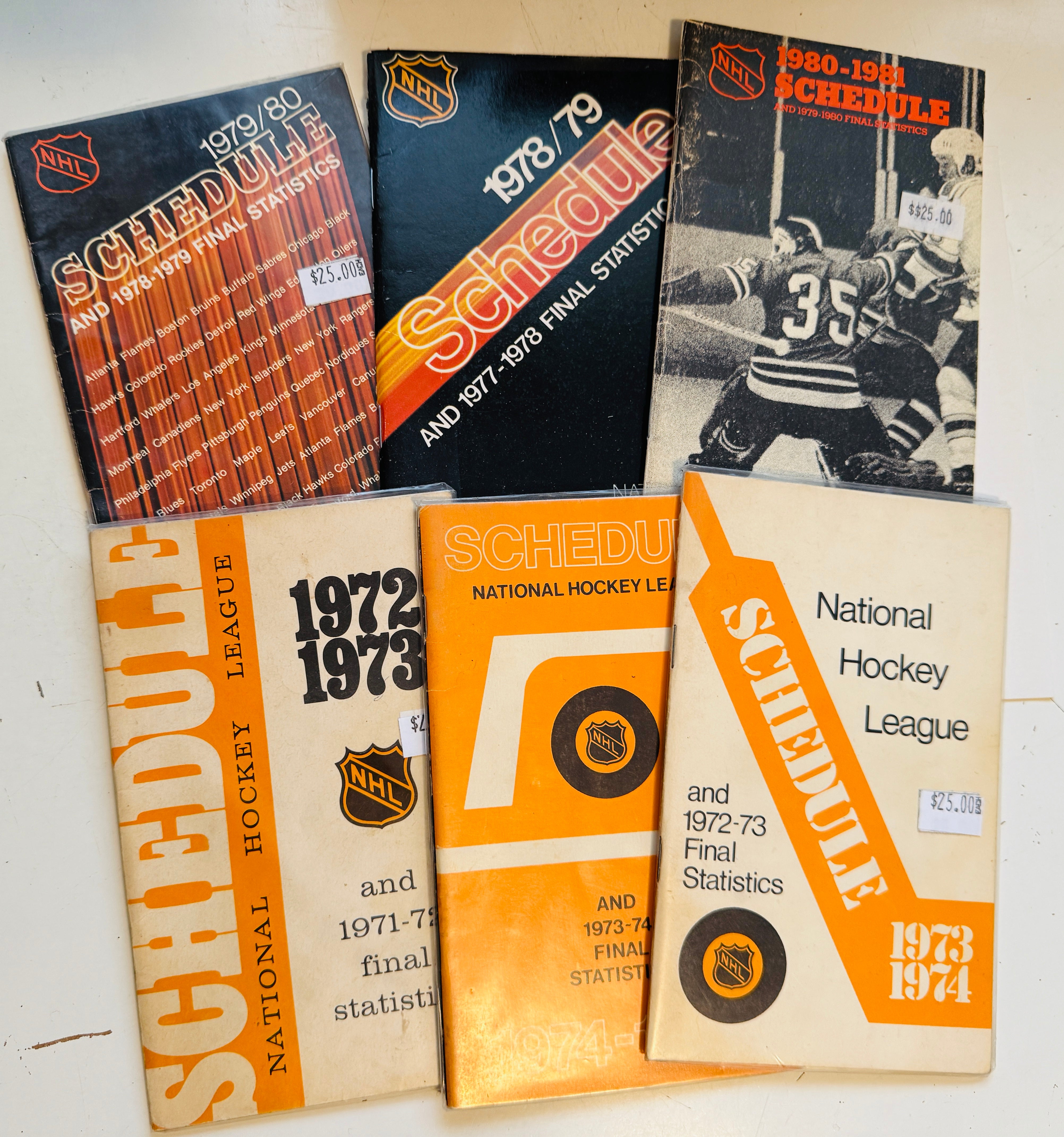 1970s-6 different hockey press media guides