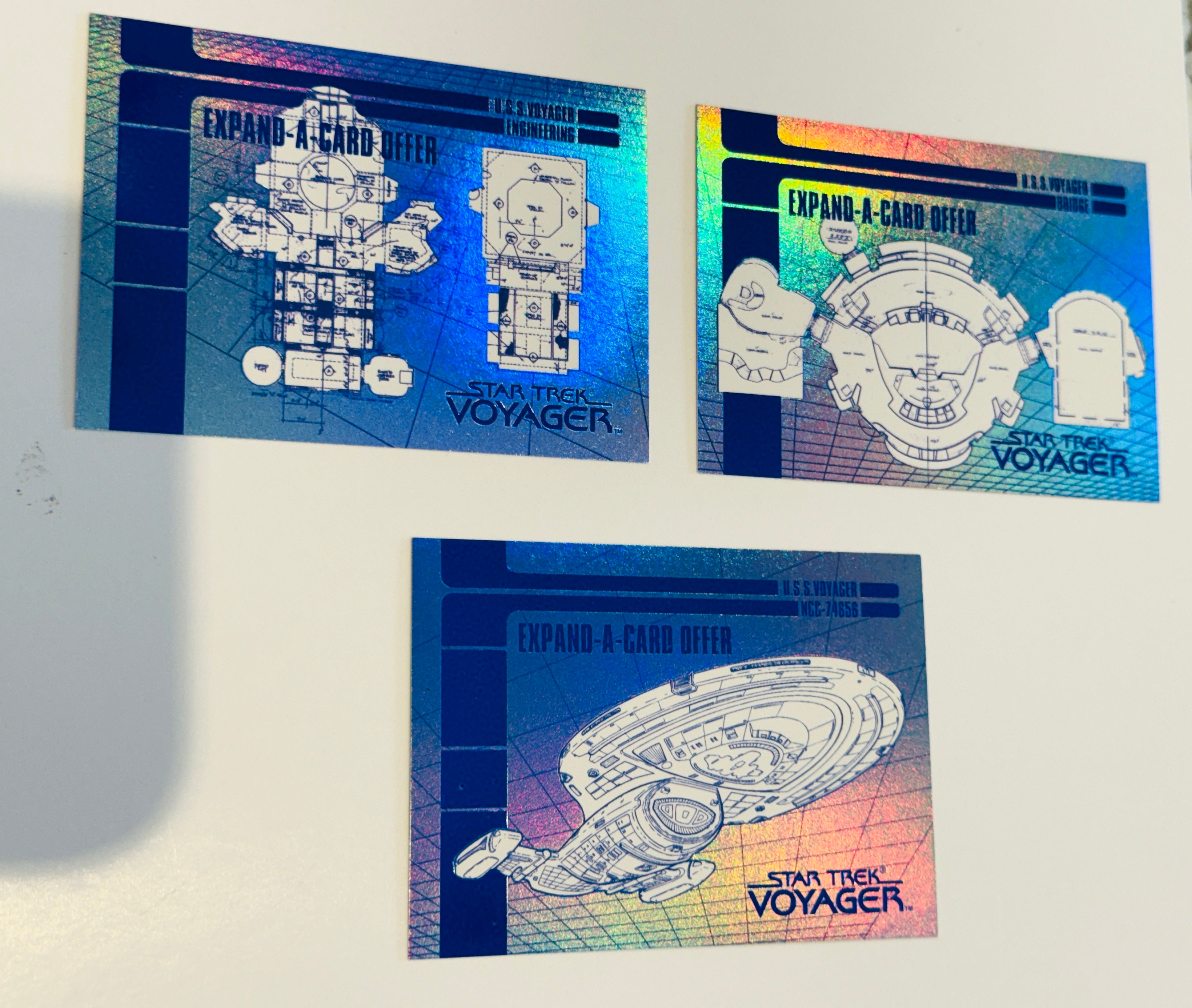 Star Trek Voyager 3 blue prints foil insert cards set 1995