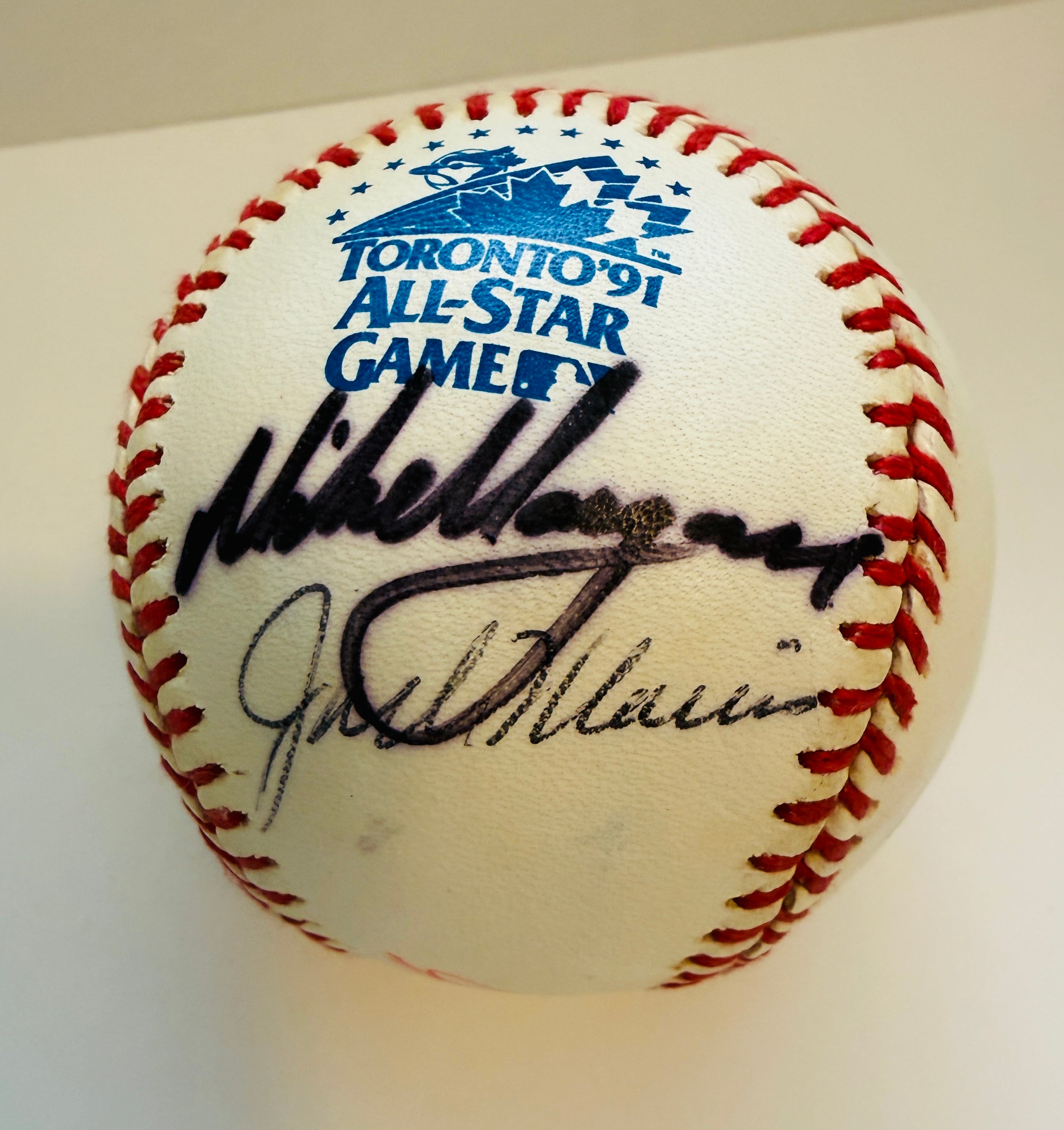 Blue Jays All-Star game multi autographed baseball in cube. Carter,Alomar, and more greats certified.