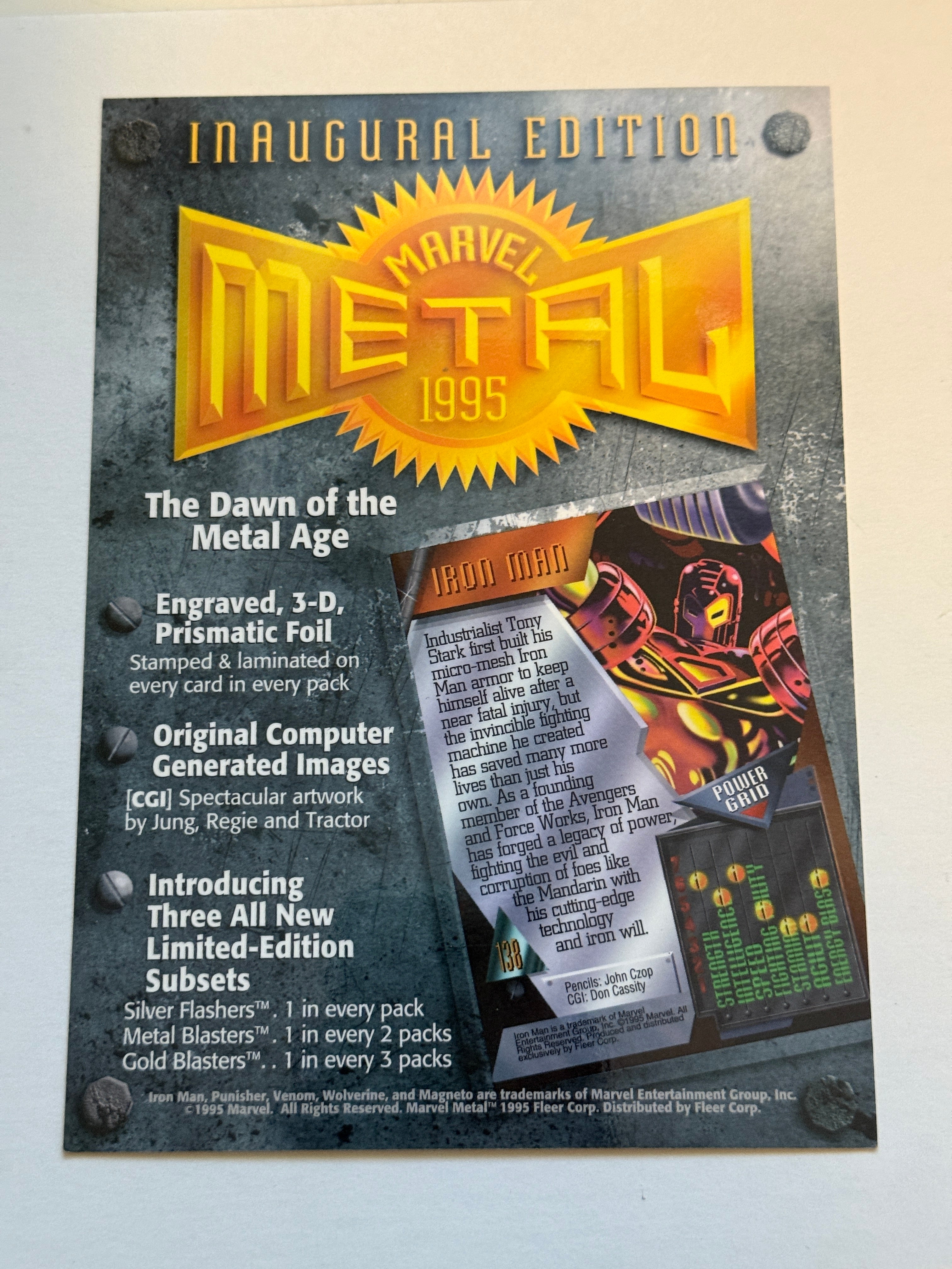 Marvel metal vintage Uncut Card Sheets 1995