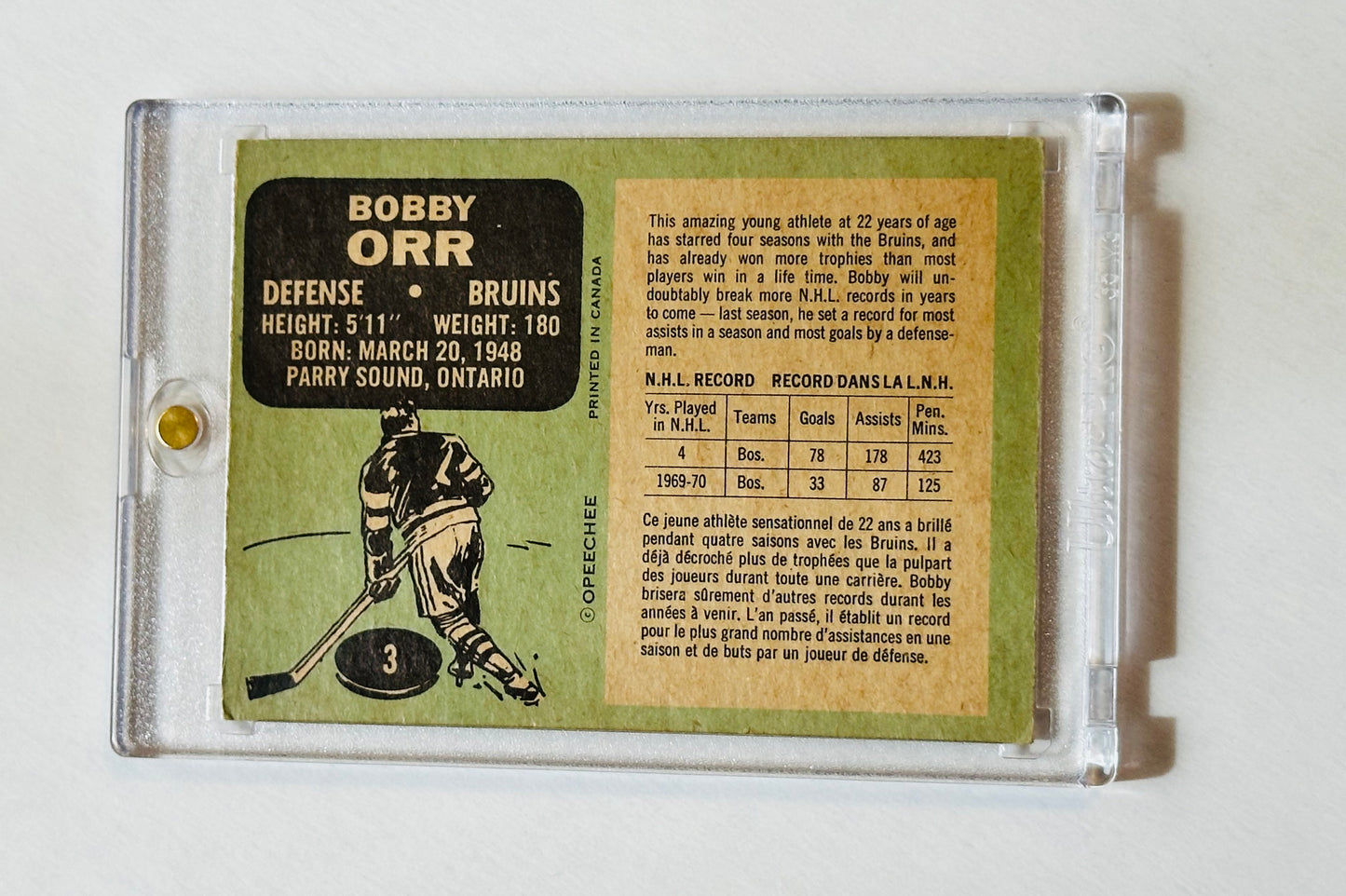 Bobby Orr Opc ex or better hockey card 1970-71