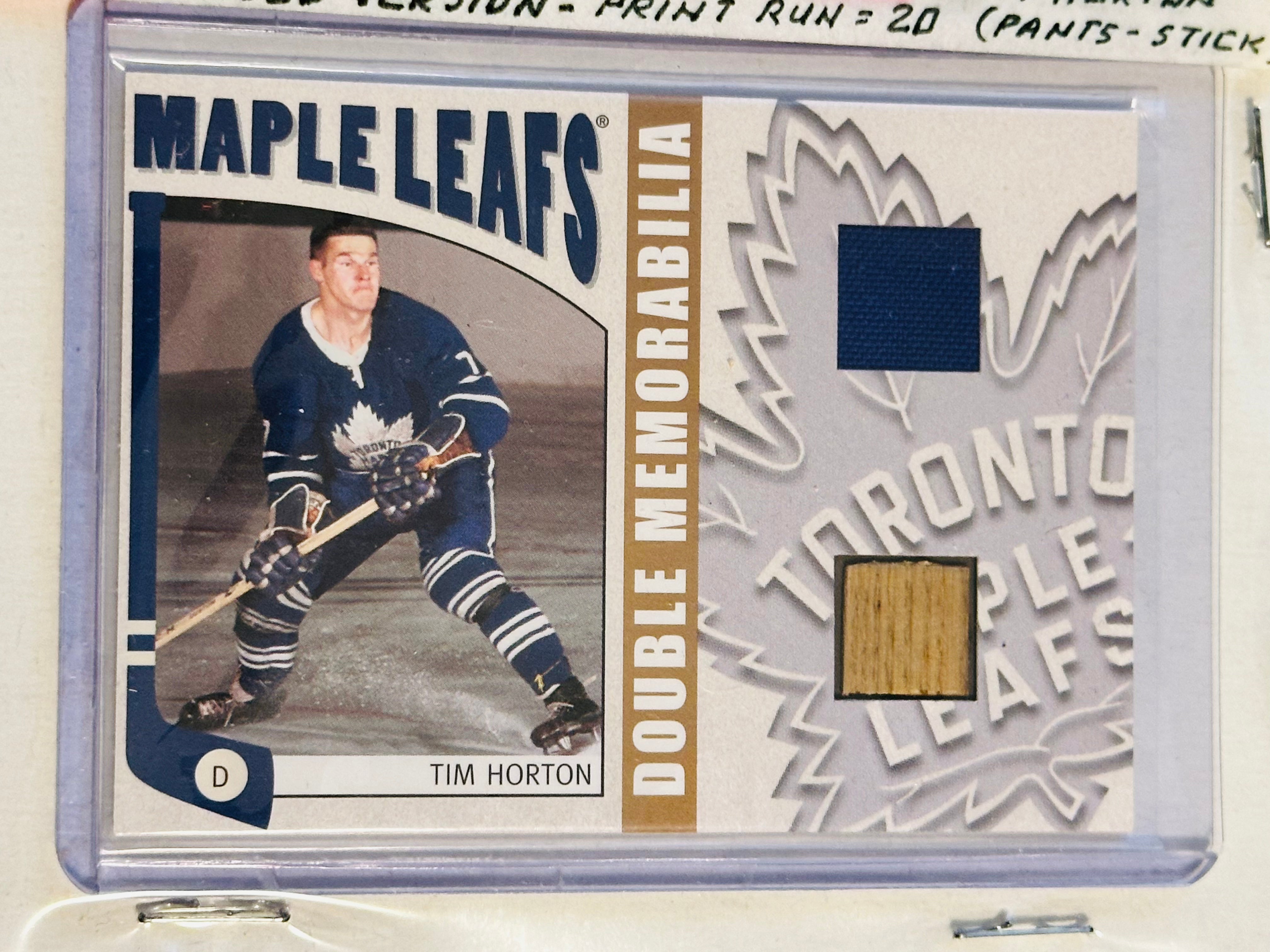 Tim Horton Toronto Maple Leafs hockey rare double memorabilia insert card 2004