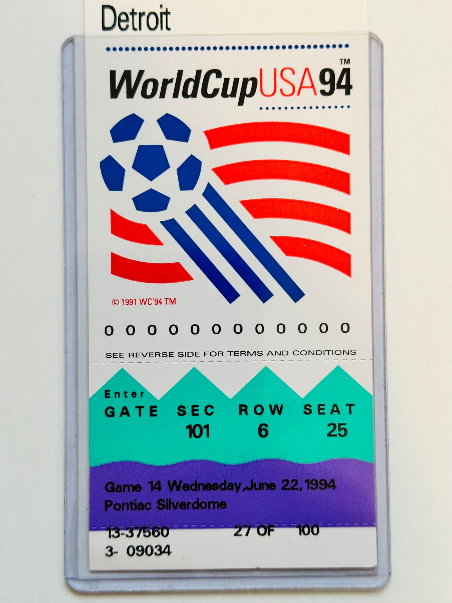 World Cup soccer game 14 Rome versus Switzerland original ticket 1994