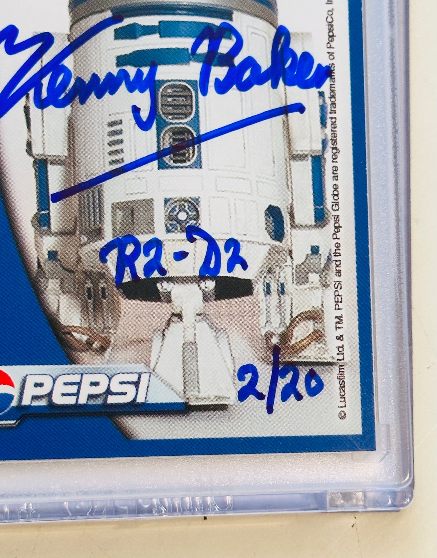 Star Wars R2D2 Kenny Baker numbered signed card 2/20 w/COA