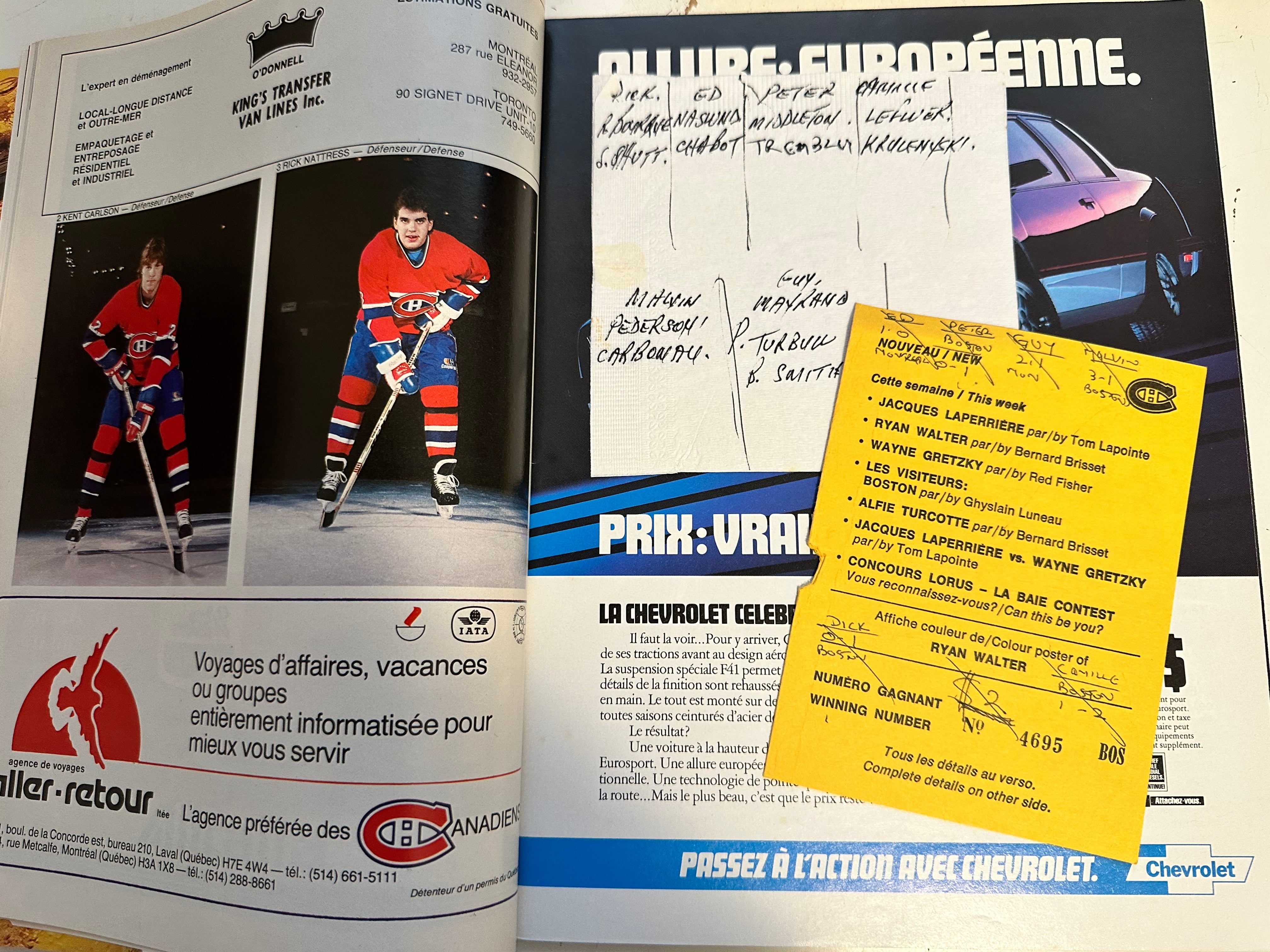 Montreal Canadiens Vs Boston hockey game program 1984