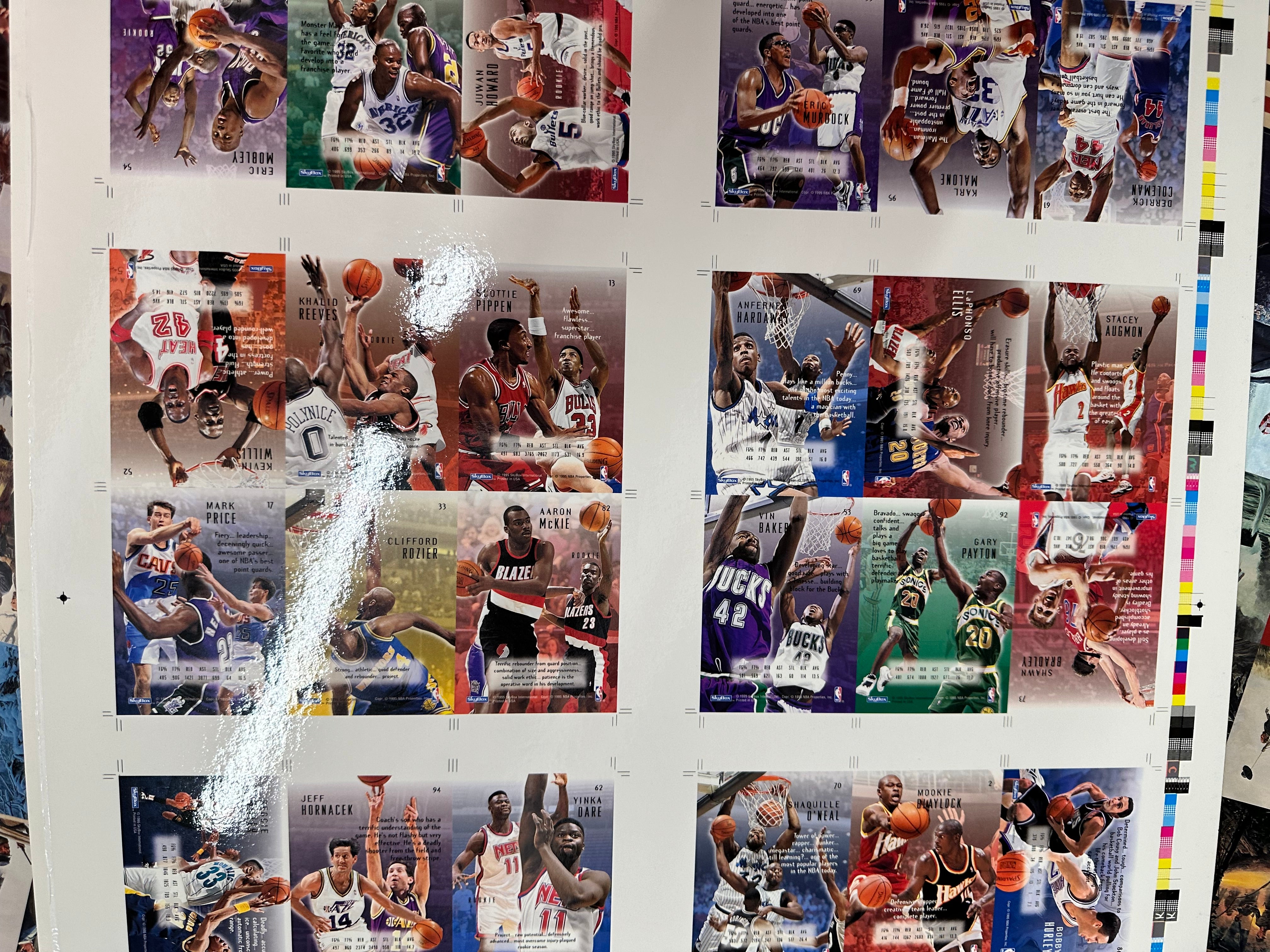 1995 Skybox basketball rare master series limited numbered press cards sheet