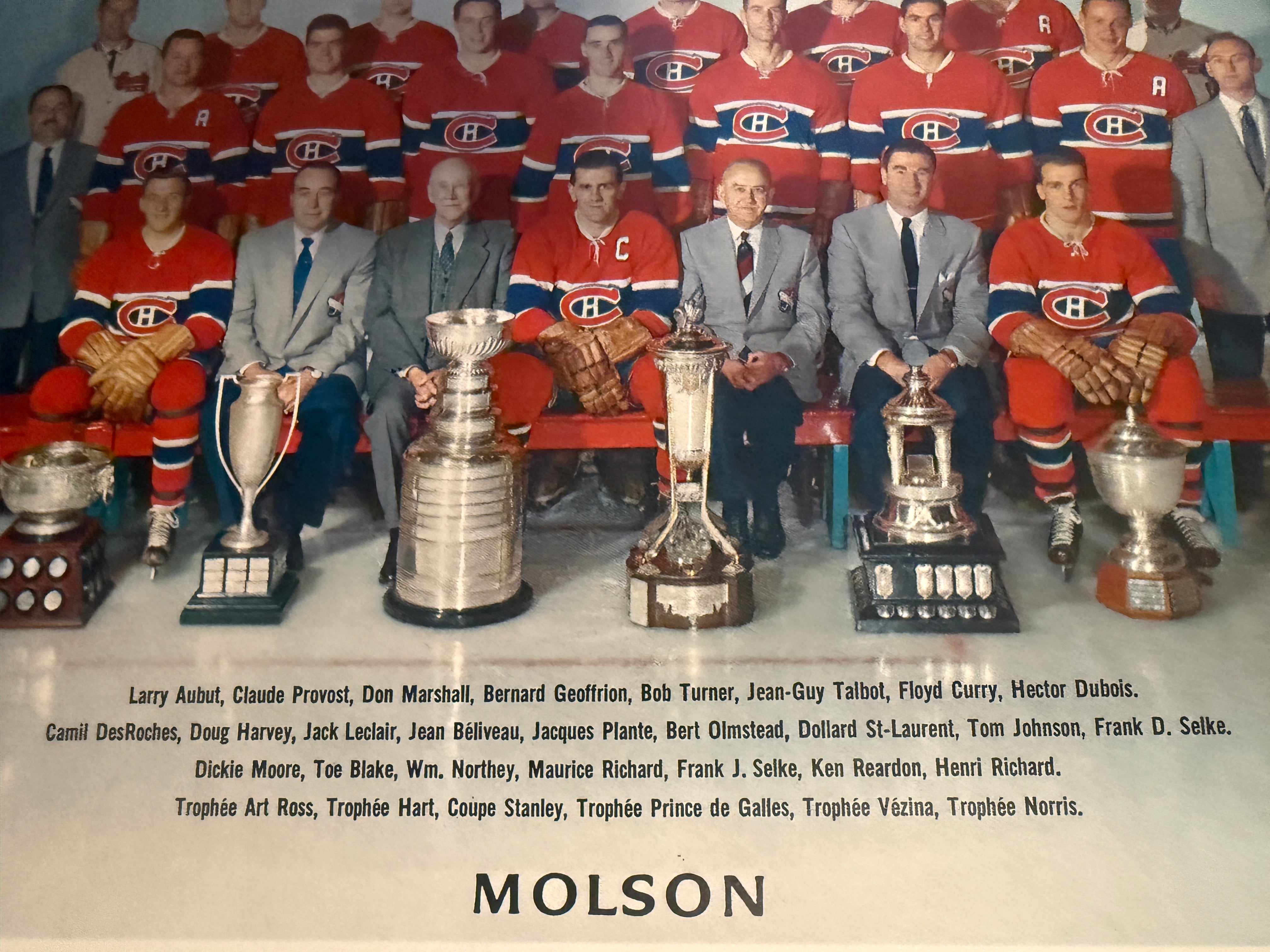 Montréal Canadiens hockey original vintage Molsons 8x10 team photo 1956/57