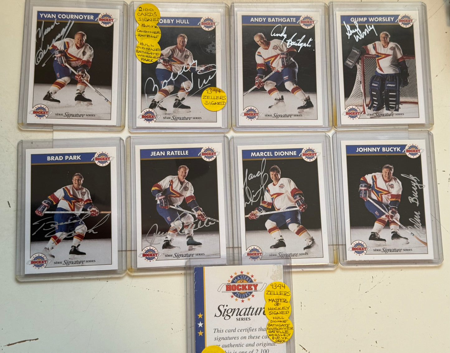 Zellers hockey superstar legends 8 autograph cards set 1993-94