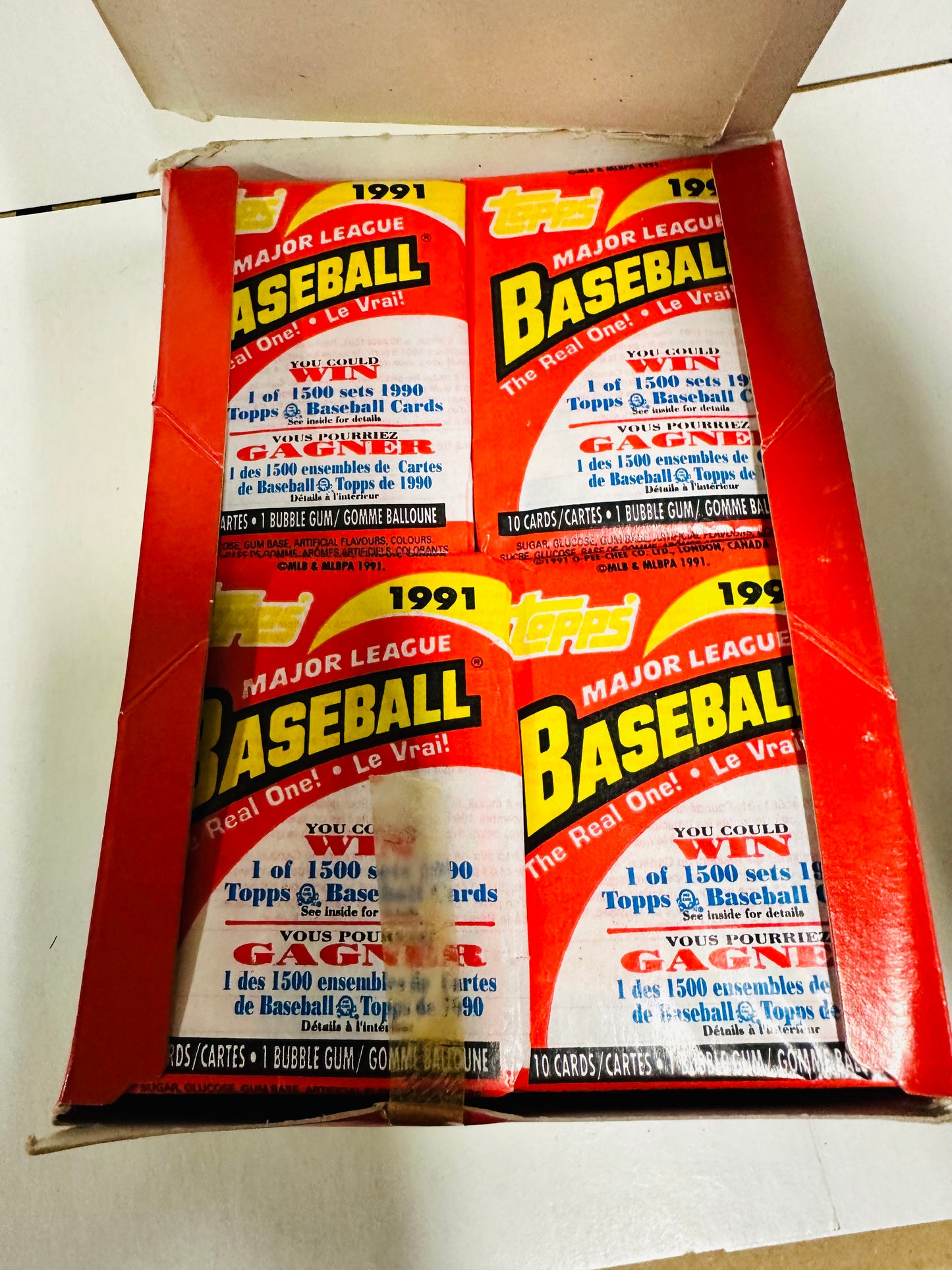 1991 Opc Canadian rare 36 sealed packs baseball cards box