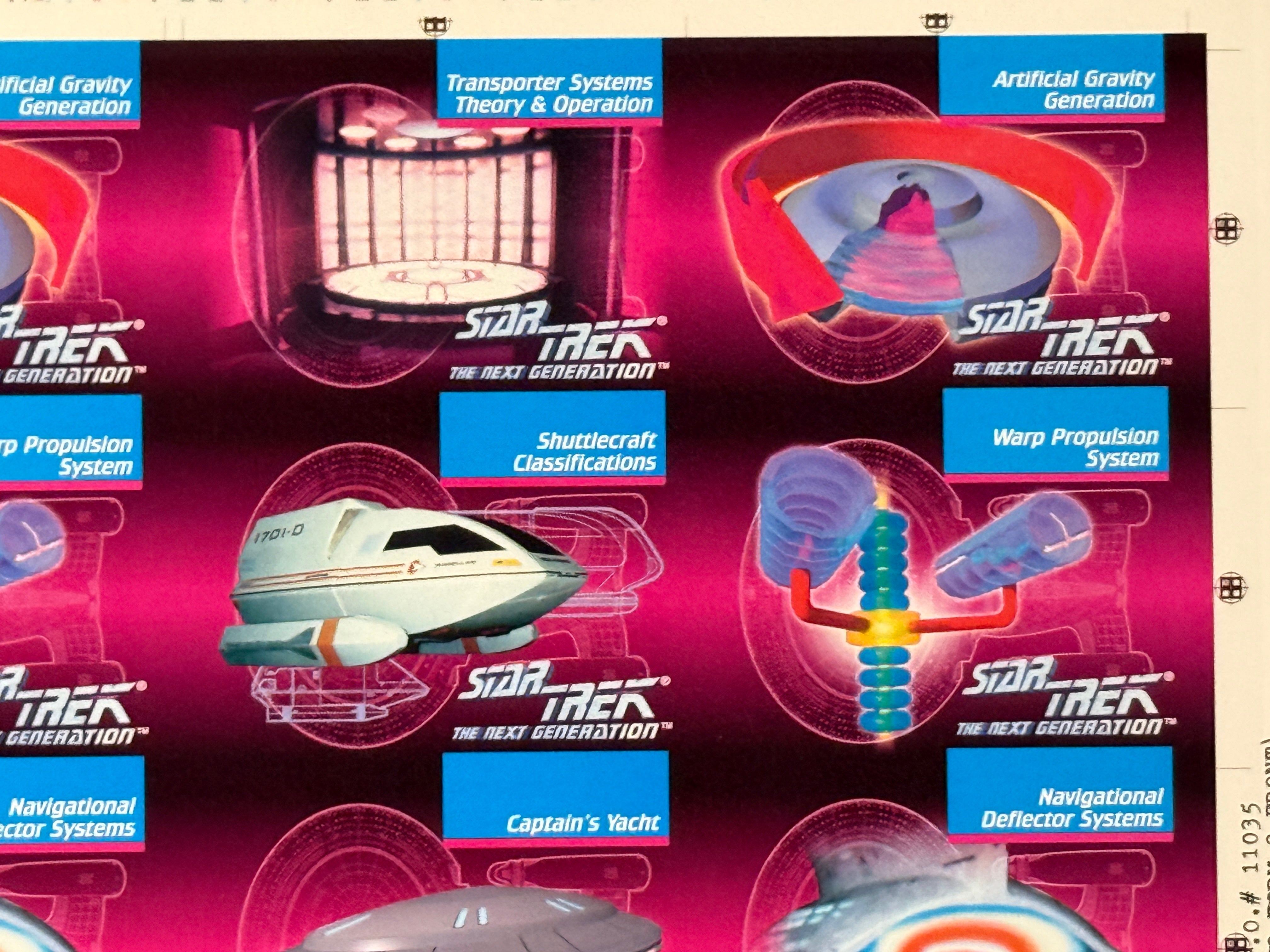 Star Trek Next Generation rare ships and weapons uncut cards sheet 1987