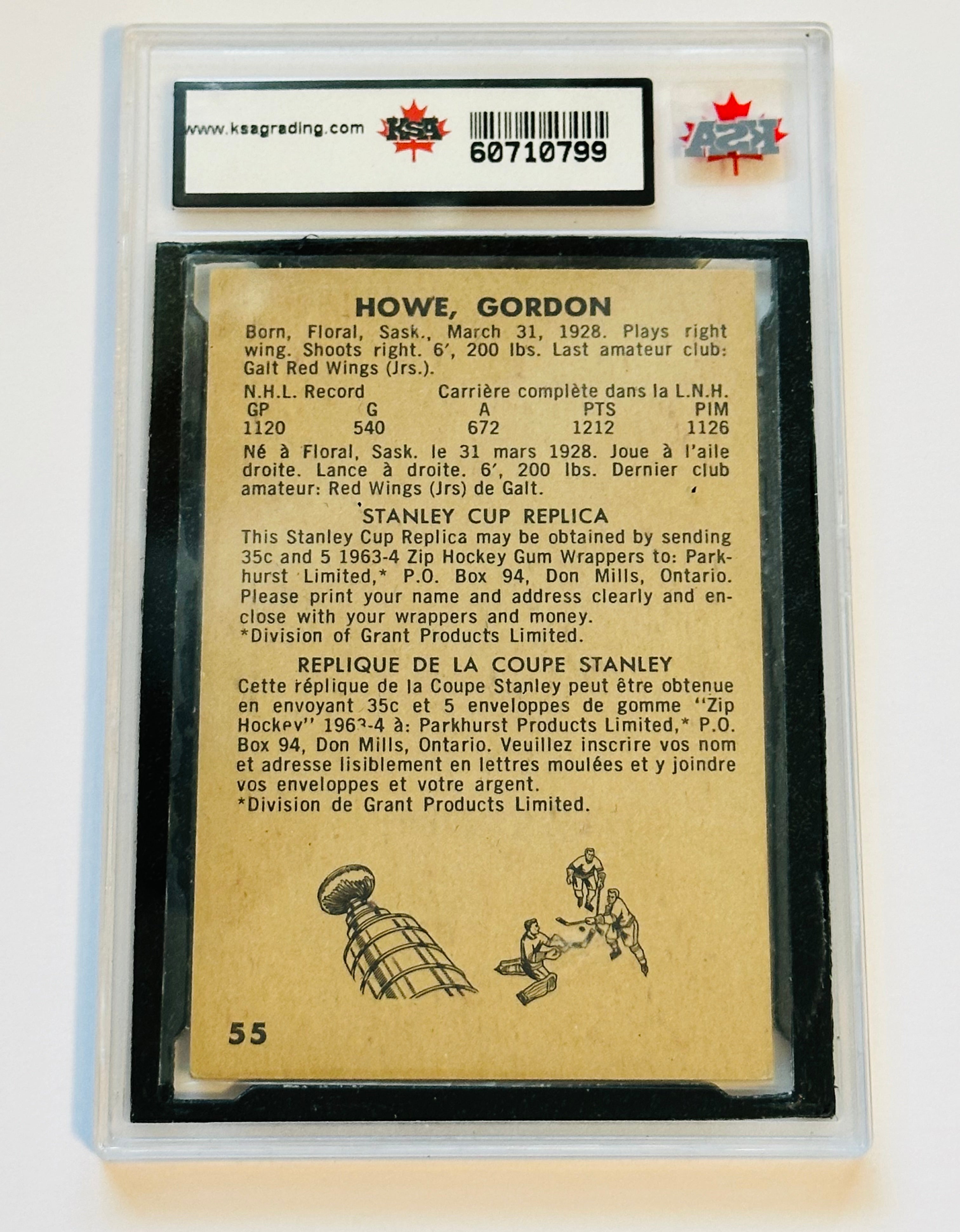 1963-64 Parkhurst Gordie Howe KSA 5 high grade hockey card