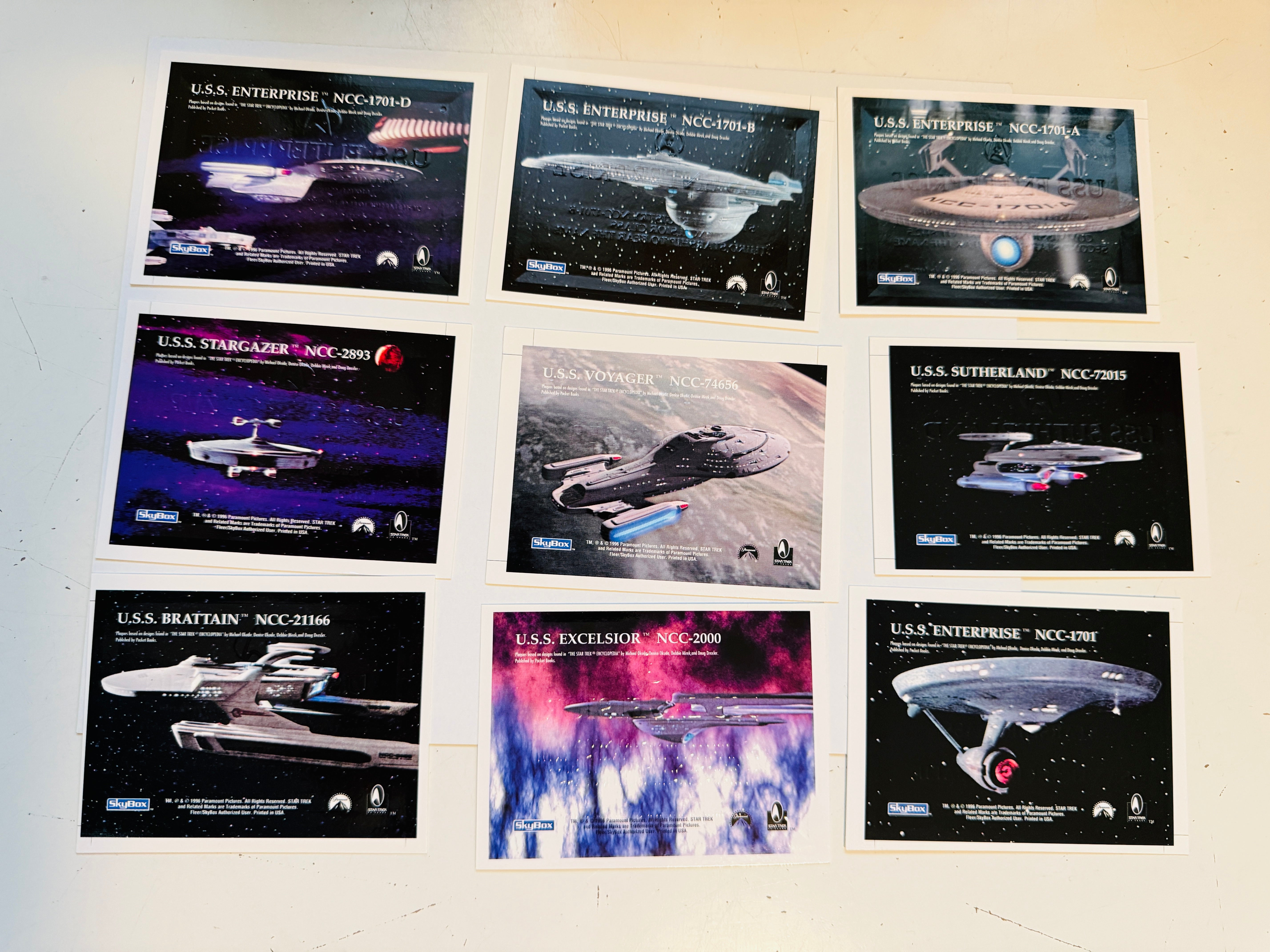 Star Trek ships rare Gold plaks insert cards set 1996