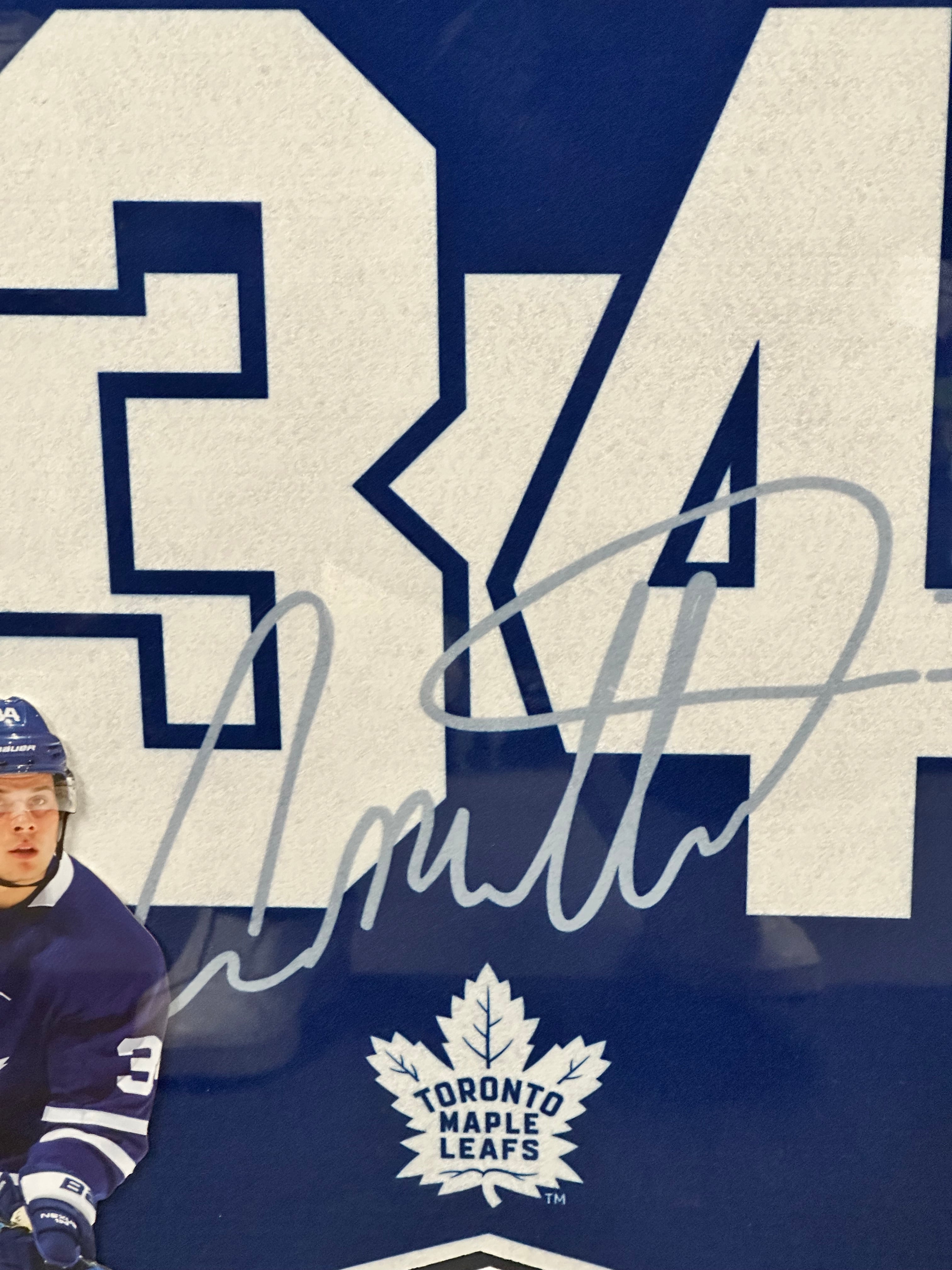 Auston Matthews autographed Toronto Maple Leafs hockey banner framed with COA from Daniel Parry