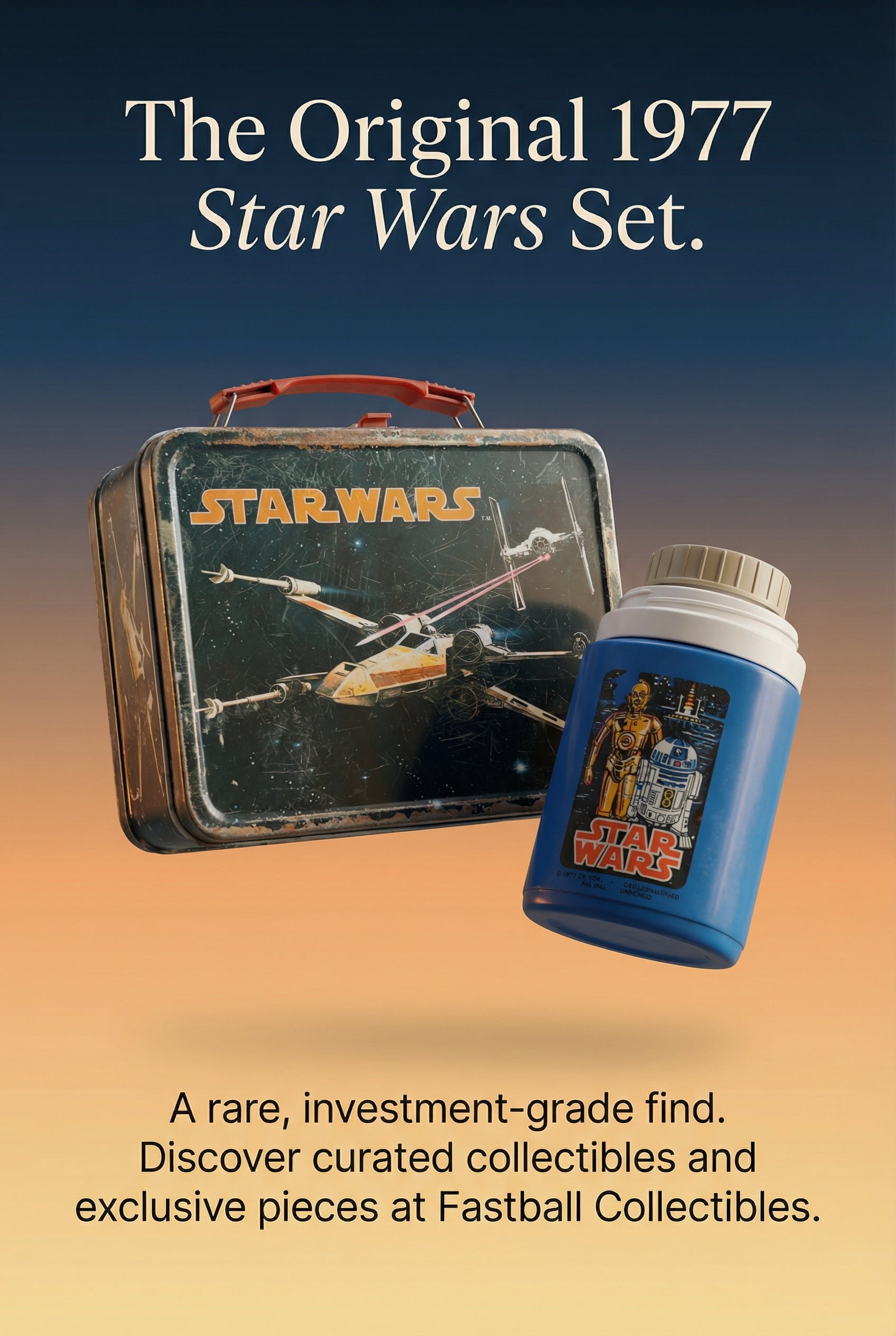 Star Wars movie metal lunch box with Thermos 1977