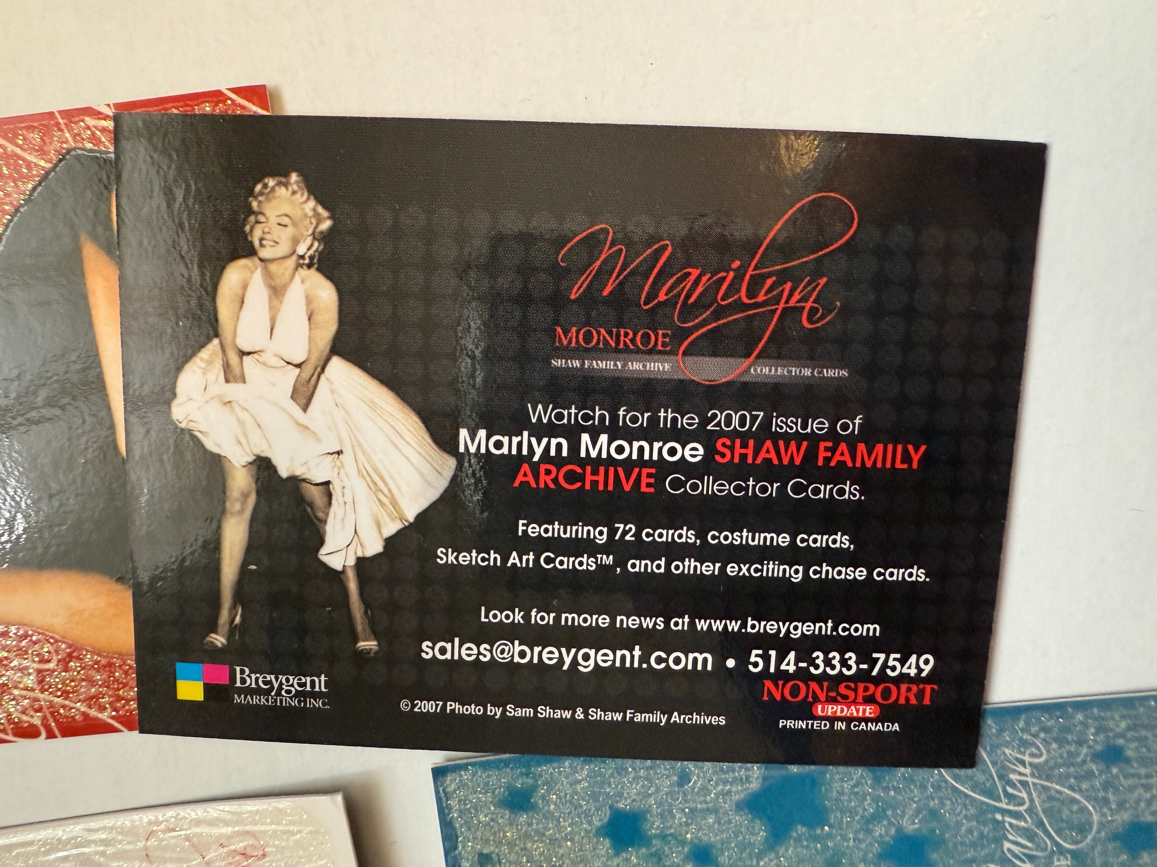 Marilyn Monroe 4 rare sparkle promo cards lot deal 2007
