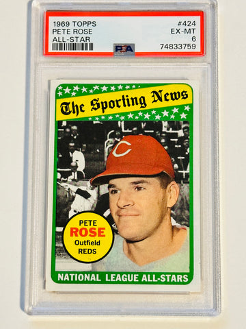 1969 Topps Pete Rose All Star PSA 6 high grade baseball card