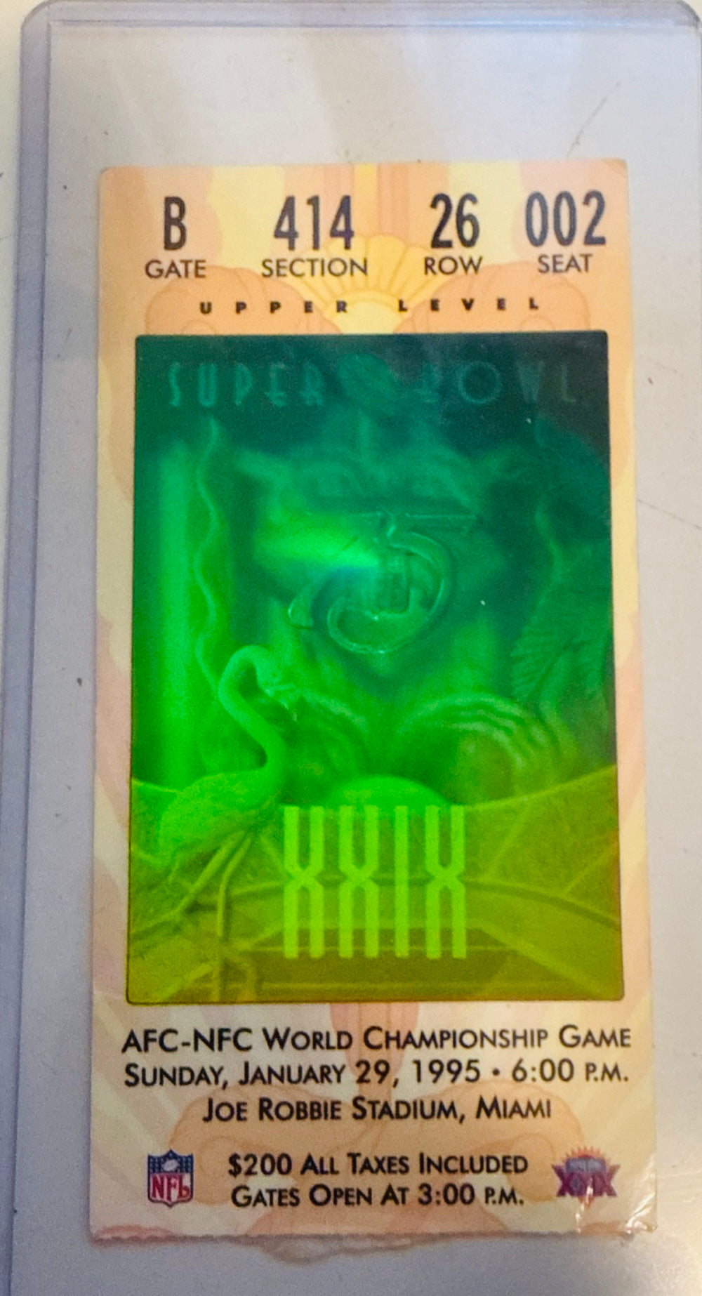 Super Bowl football rare ticket stub 1995