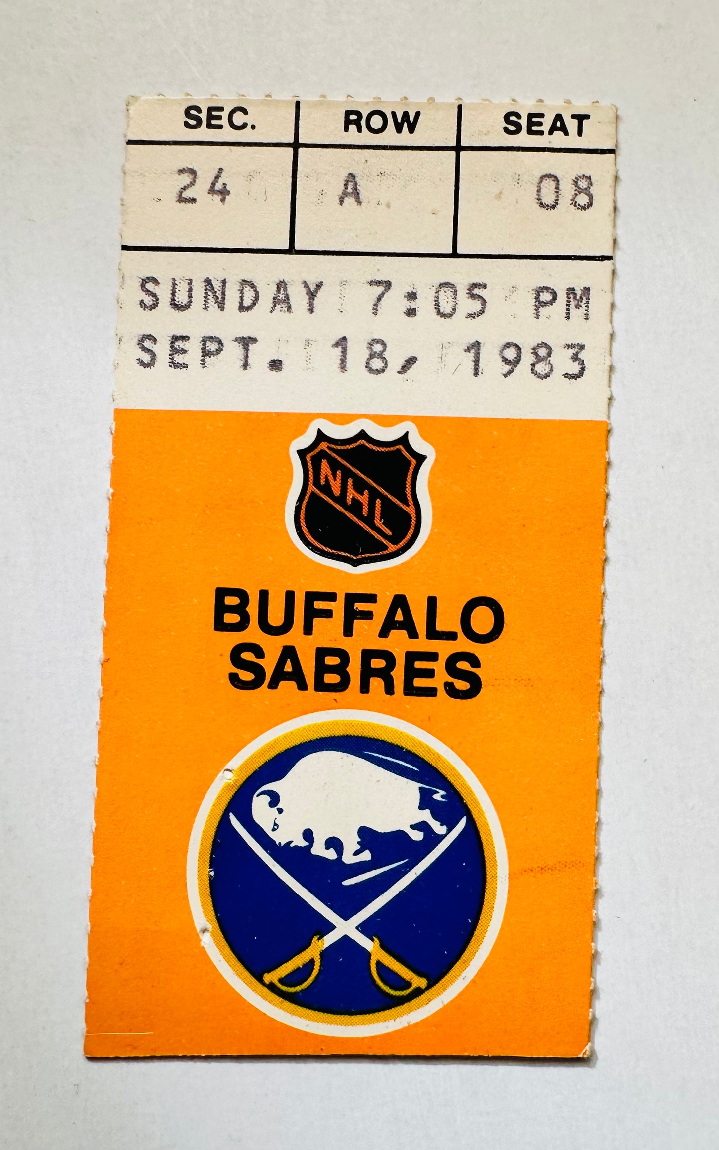 Buffalo Sabres hockey ticket 1983