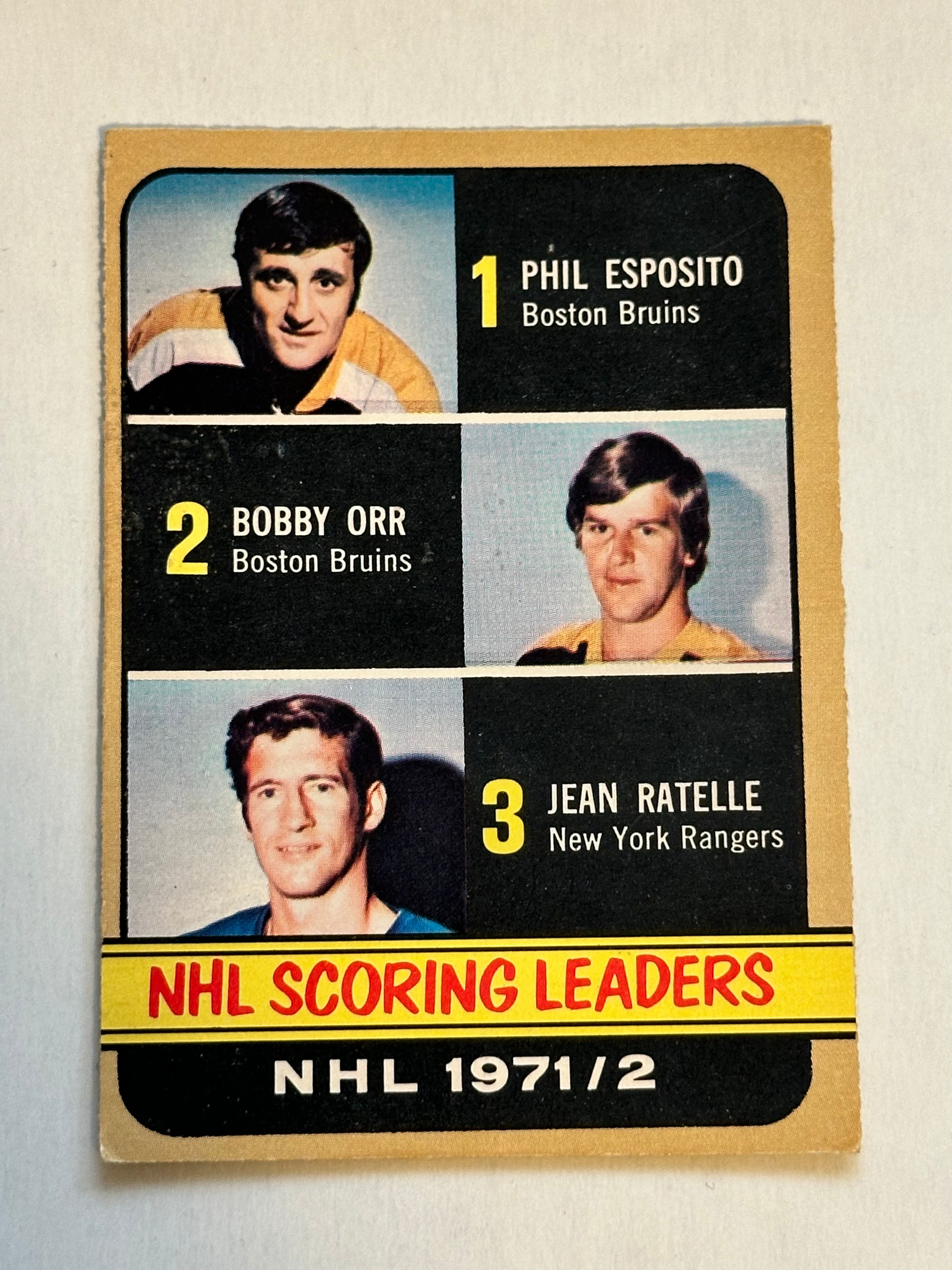 Bobby Orr and more scoring leaders ex condition hockey opc card 1972-73