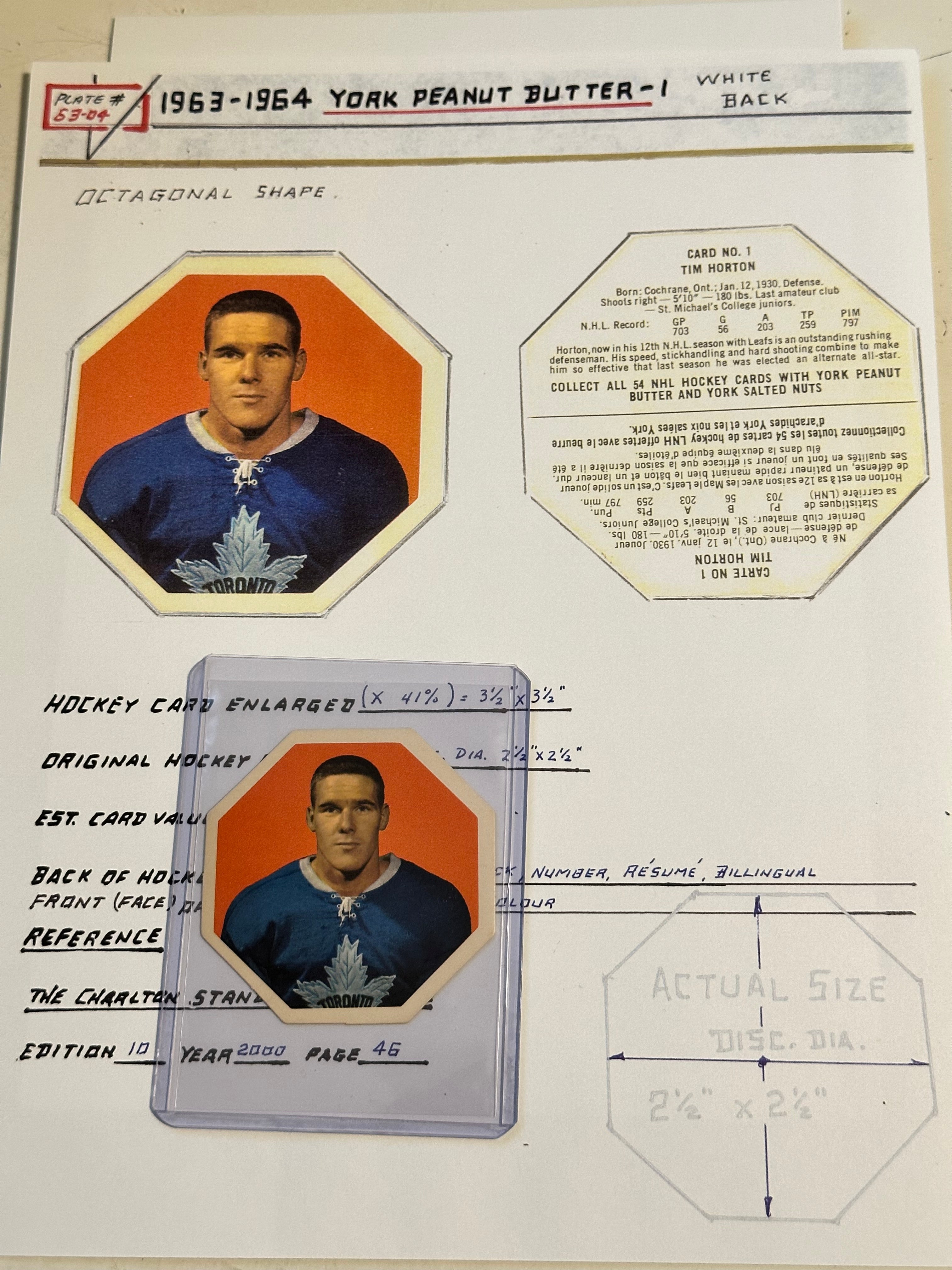 1963 York, peanut butter, Tim Horton high-grade condition card
