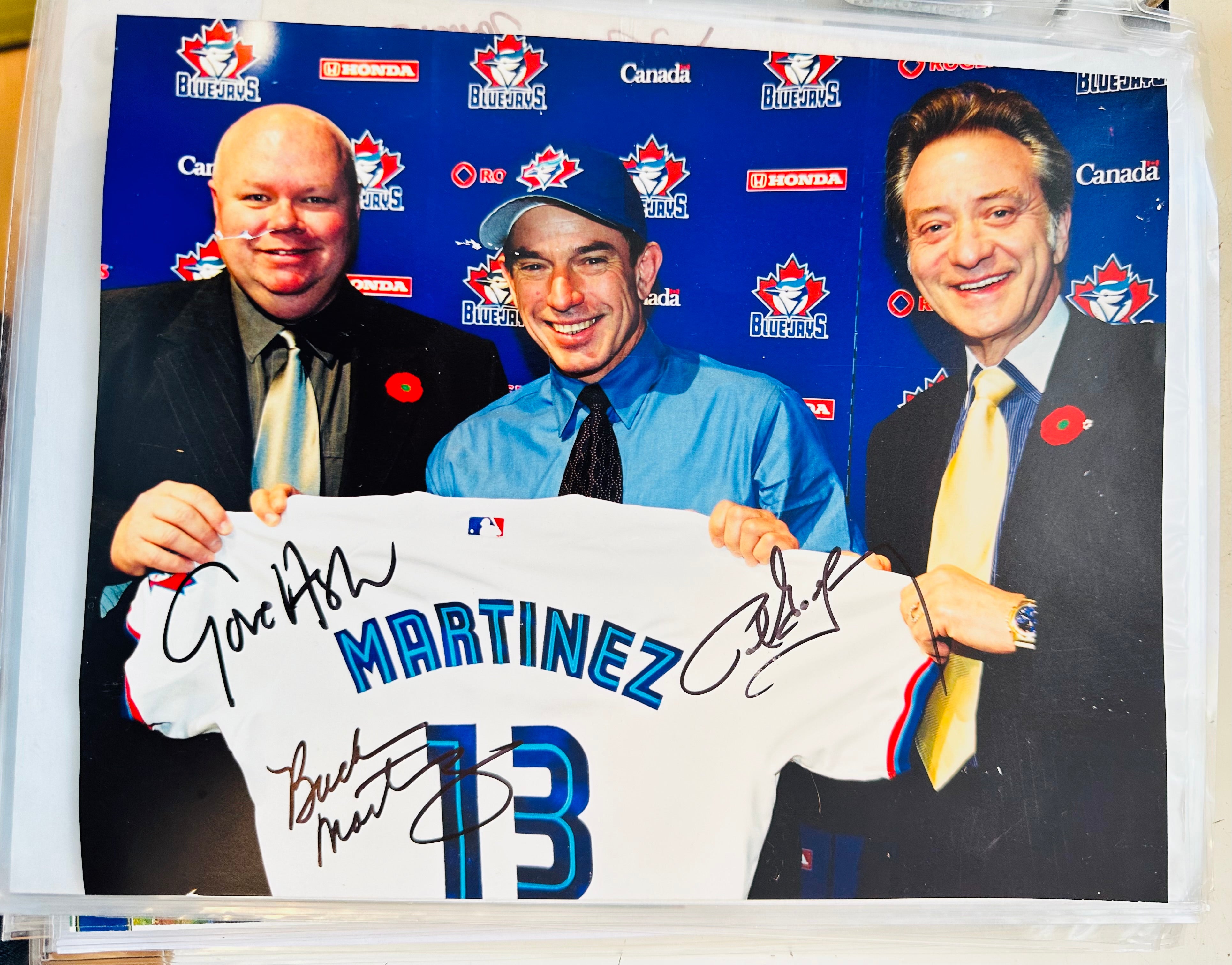 Blue Jays baseball legend unique triple autograph photo with COA