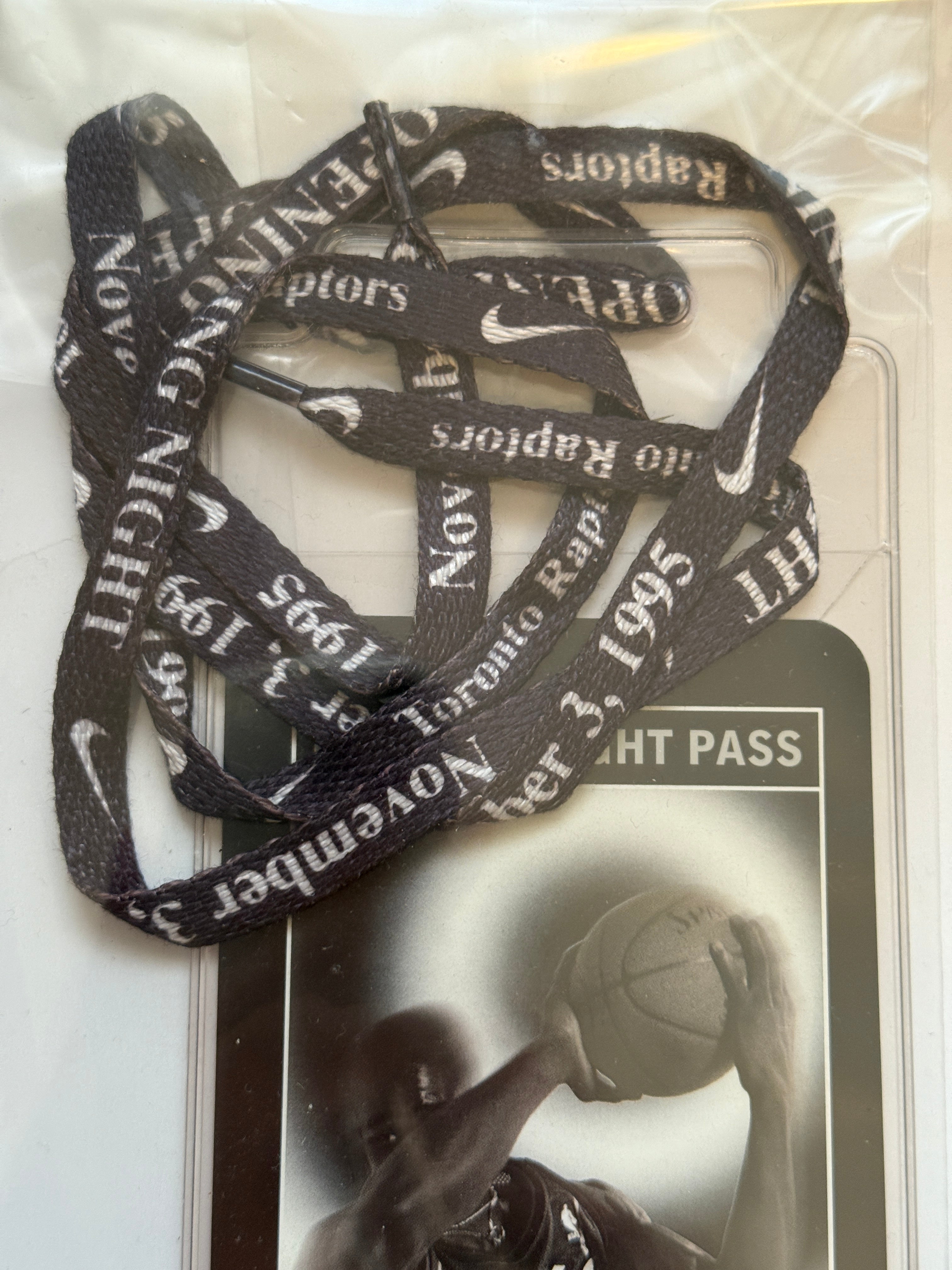 Toronto Raptors basketball rare first game ticket with Nike lanyard 1995